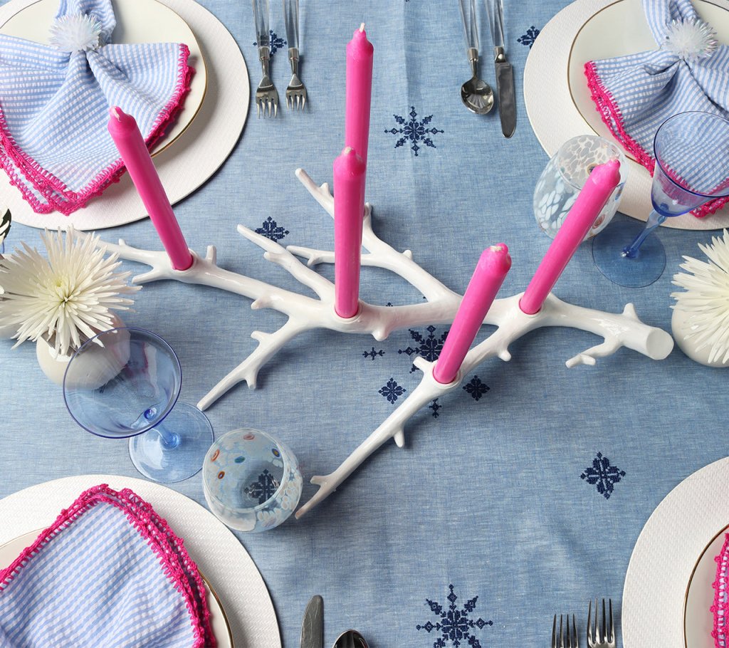 Premium Fez Tablecloth in Periwinkle & Navy Blue - Elegant Dining Table Cover for Parties, Weddings & Home Decor