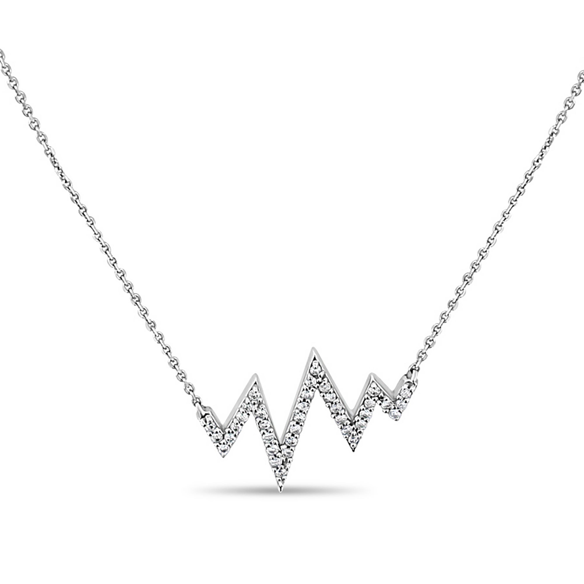 Stunning Lightning Bolt or Heartbeat Diamond Statement Necklace for Women - Elegant Jewelry Gift for Valentine's Day, Anniversary & Special Occasions