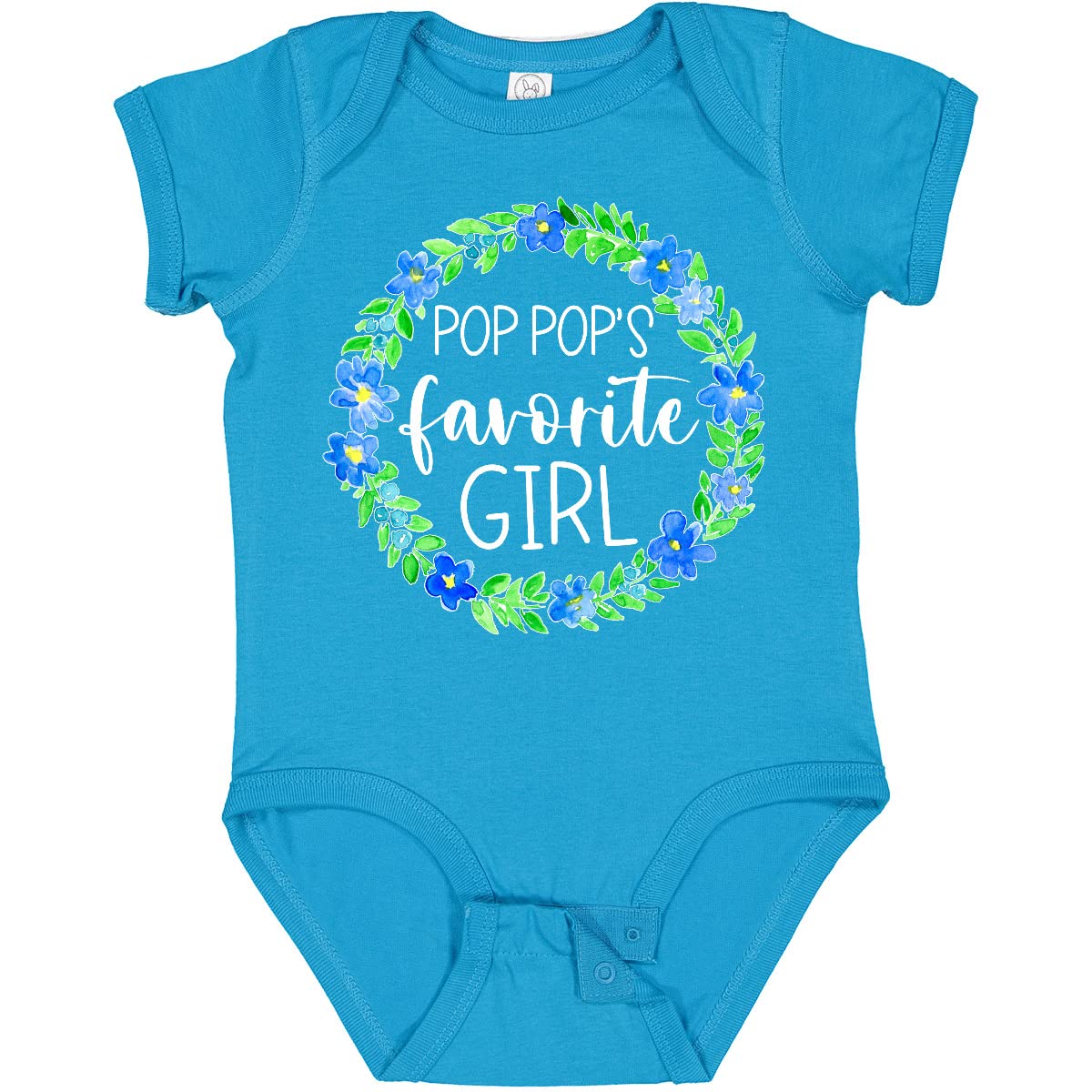 Inktastic Pop Pop's Favorite Girl Blue Floral Wreath Baby Bodysuit - Soft Cotton Onesie for Infants, Cute Outfit for Granddaughter, Perfect Gift for Newborn Girls & Baby Showers