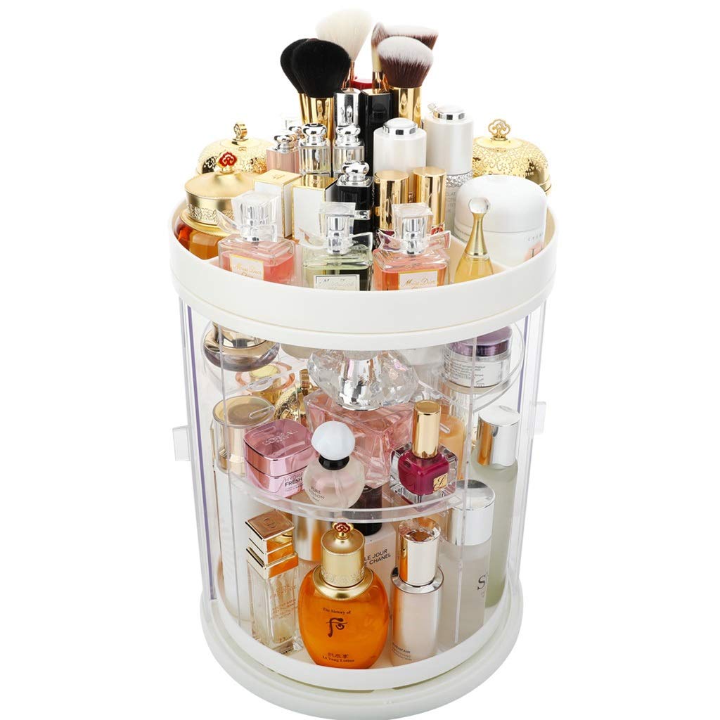 360° Rotating Acrylic Makeup Organizer Turntable - Clear Dust-Proof Cosmetic Storage Rack for Lipstick, Skincare & Beauty Products | Perfect for Vanity, Bathroom Countertop & Dressing Table Organization