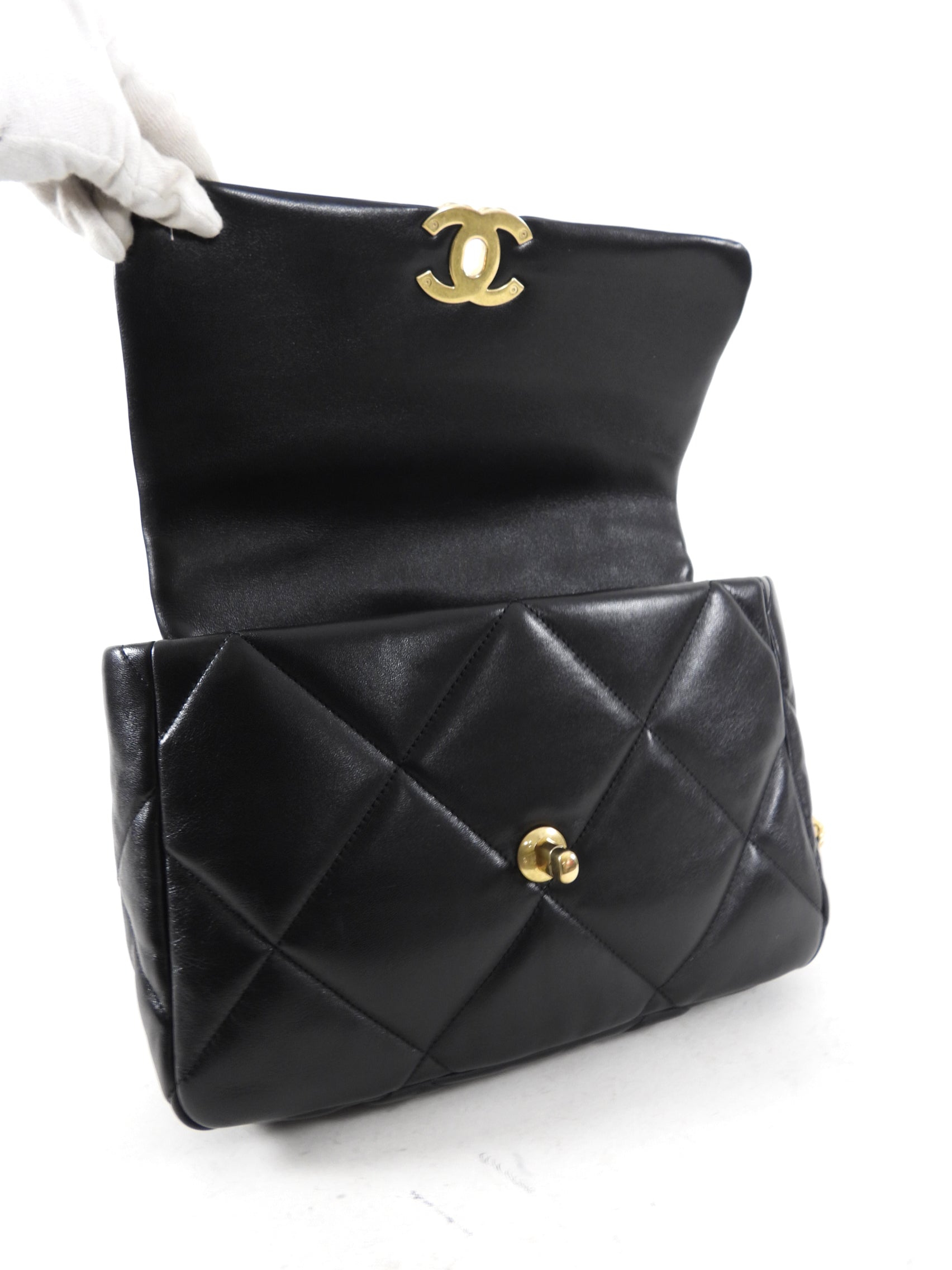 Chanel Black Quilted Leather 19 Chain Flap Bag - Luxury Designer Handbag for Women | Perfect for Evening Parties, Date Nights & Special Occasions