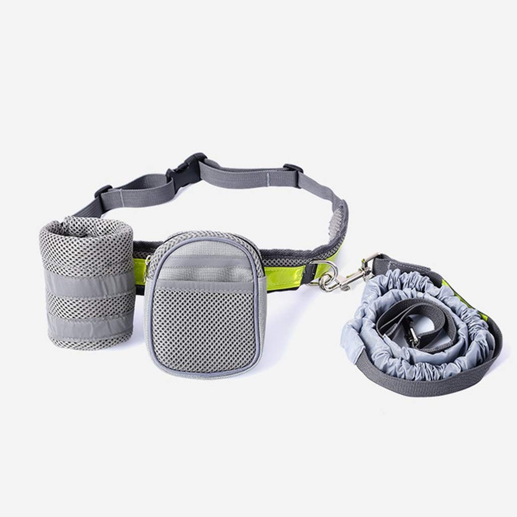 UXZDX Reflective Hands-Free Dog Leash with 2 Storage Pockets - Adjustable Waist Elastic Pet Running Lead for Medium & Large Dogs - Perfect for Jogging, Hiking & Night Walks