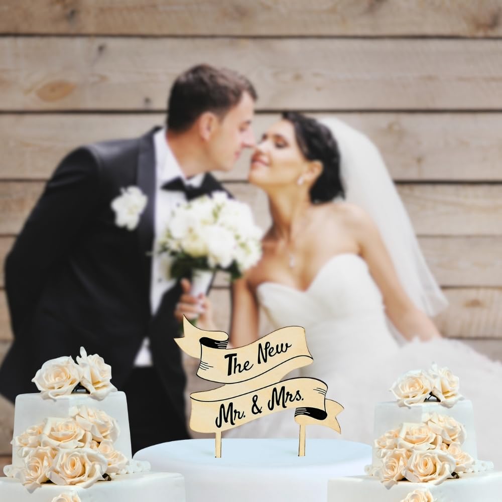 Rustic Cake Topper - Handmade Wooden Wedding Cake Decor - 1 Piece for Birthday, Anniversary & Special Occasions