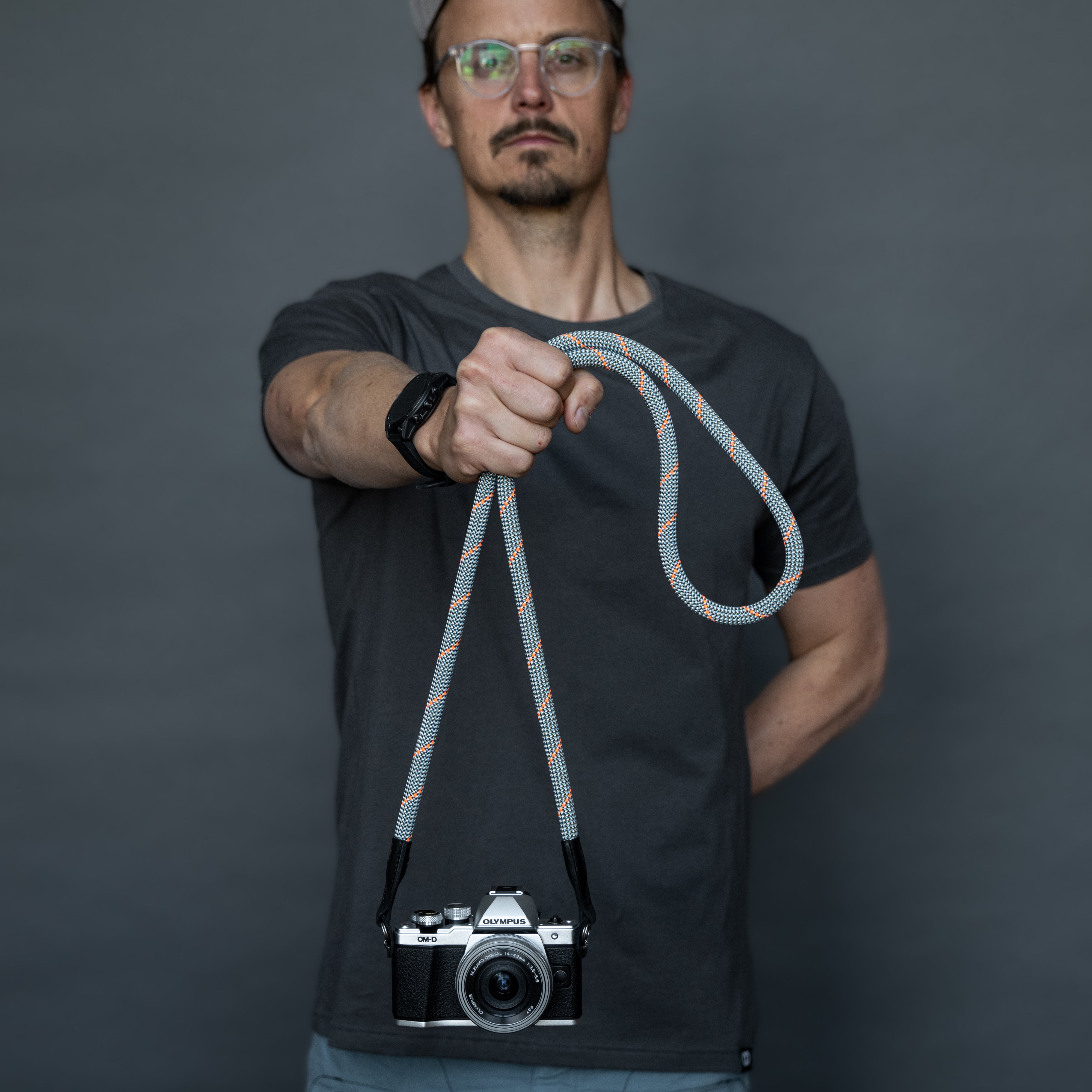 Cooph Rope Camera Strap with Split Ring - 51.2 Inch (130cm) Adjustable Neck Strap for DSLR/Mirrorless Cameras - Durable & Comfortable Orange Ice Design - Perfect for Travel, Hiking & Photography Enthusiasts