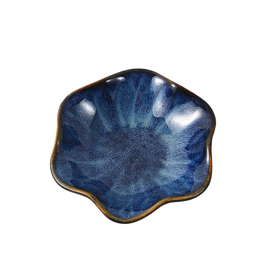 3 Oz Ceramic Dipping Bowls - Lotus Leaf Shaped Sauce Dishes for Soy Sauce, Ketchup, Sushi & Appetizers - Elegant Blue Ceramic Condiment Bowls - Perfect for Asian Cuisine, Sushi Restaurants & Home Dining