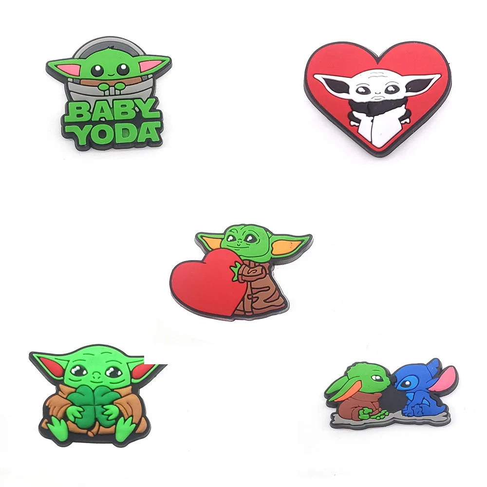 25 Styles Star Wars Yoda Shoe Charms for Crocs - DIY Decor Jibbitz for Kids & Adults - Waterproof Shoe Accessories for Slippers, Sandals & Water Shoes - Perfect Gift for Star Wars Fans & Crocs Lovers