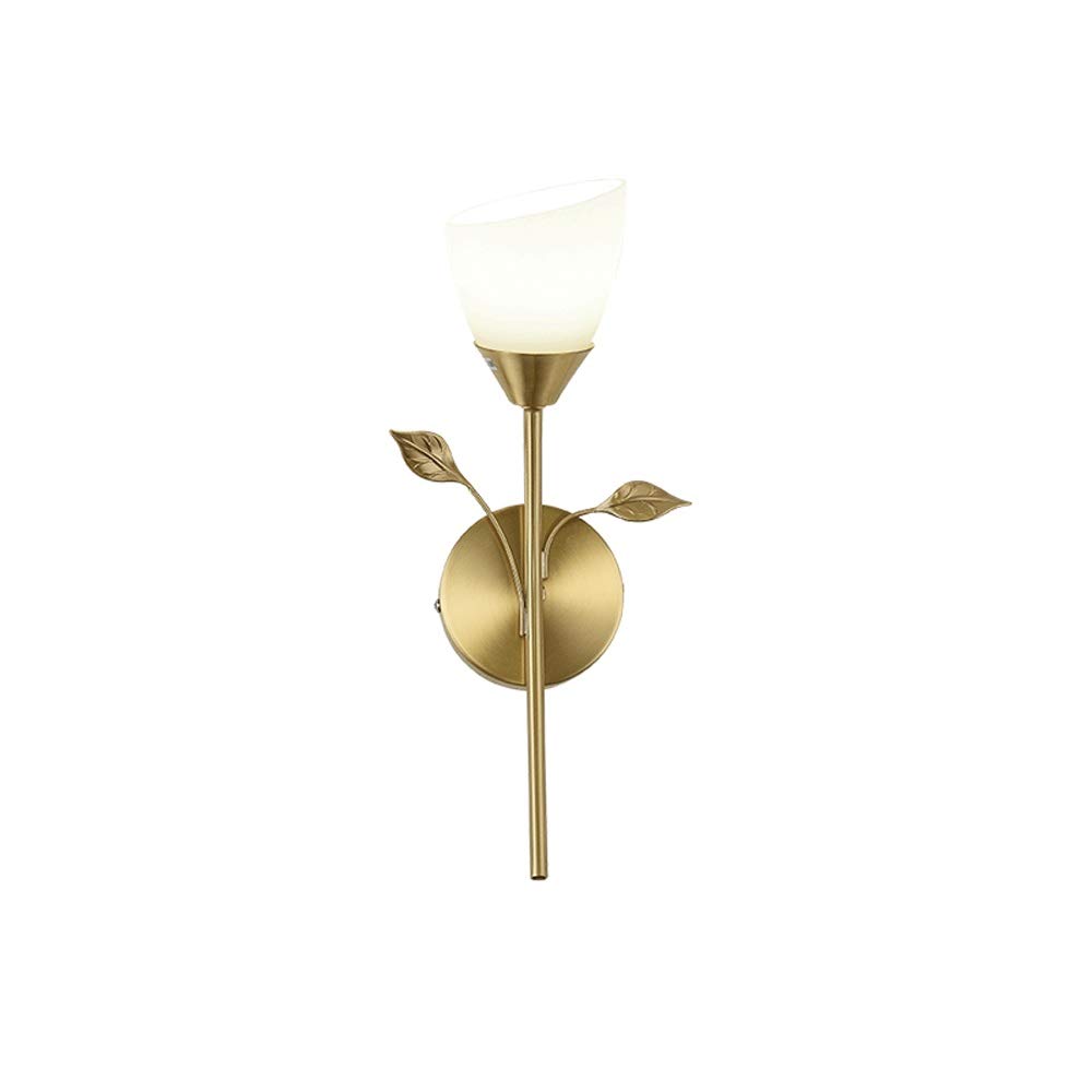 Modern LED Wall Lamp with Copper Bracket - Small Golden E14 Socket Wall Light for Living Room, Bedroom, Hallway & Corridor - Energy Saving Home Decor Lighting