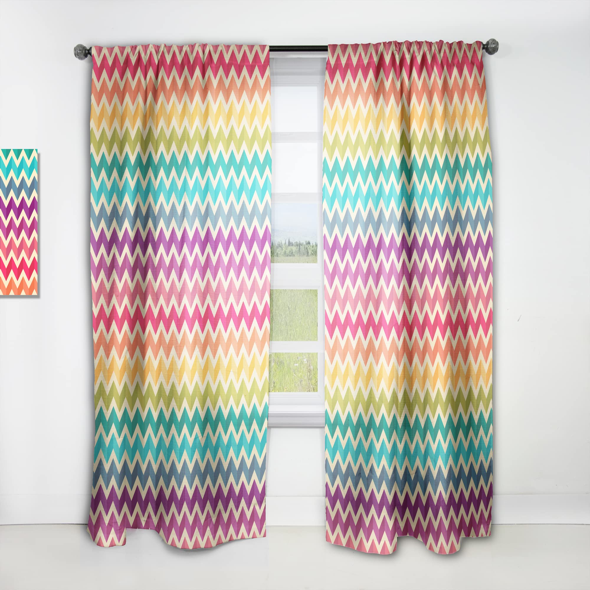 DesignQ Geometric Zigzag Pattern Thermal Insulated Curtains - Single Panel 52x120 Inches - Blackout Drapes for Bedroom & Living Room - Perfect for Home Decor & Light Control
