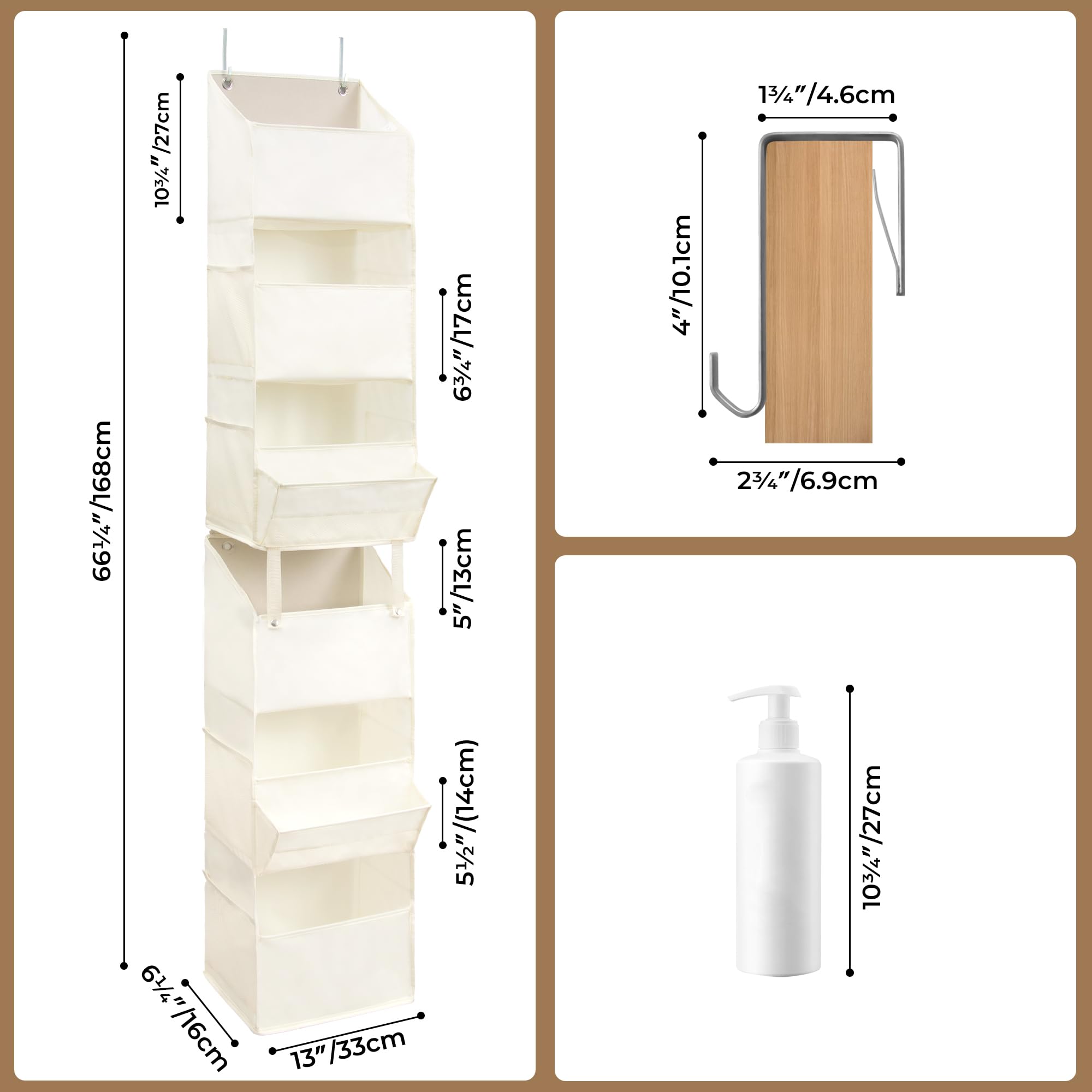 GRANNY SAYS 6-Shelf Over The Door Organizer - Space Saving Hanging Storage for Closet, Bedroom & Bathroom | Beige Fabric Door Hanger for Shoes, Toys, Towels & Accessories | Perfect for Small Space Organization