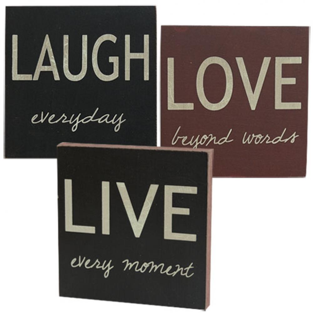 Live Laugh Love 4 Square Block 6 Assorted Wooden Wall Art - Perfect for Home Decor, Bedroom, Living Room & Office Inspiration