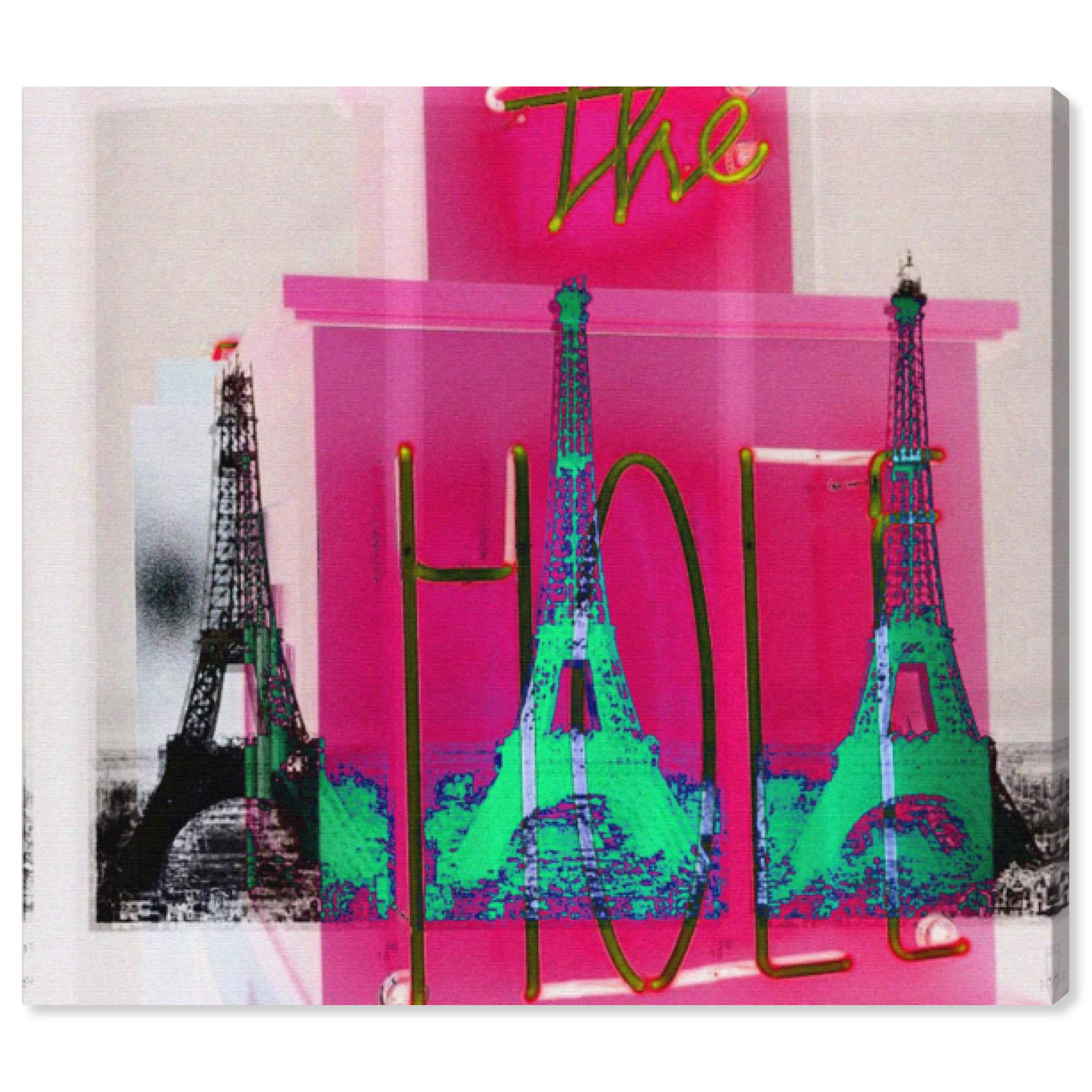 Oliver Gal Artist Co. Cities and Skylines Wall Art Canvas Print - 'The Hole' Modern Home Decor, 16x13 Inches, Pink & Green Abstract Painting - Perfect for Living Room, Bedroom or Office Wall Decoration
