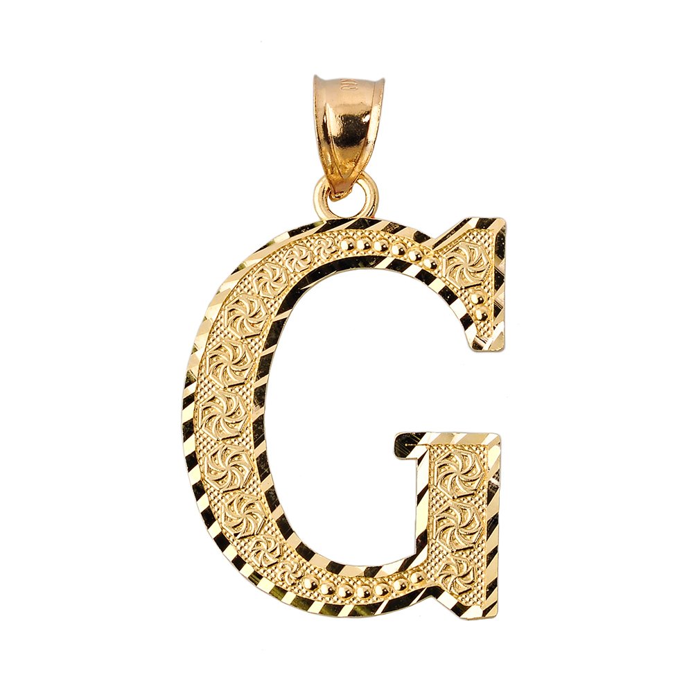 10K Yellow Gold Initial Letter G Charm Pendant - 1 Inch Personalized Jewelry for Women, Gift for Her, Birthday, Anniversary, Valentine's Day