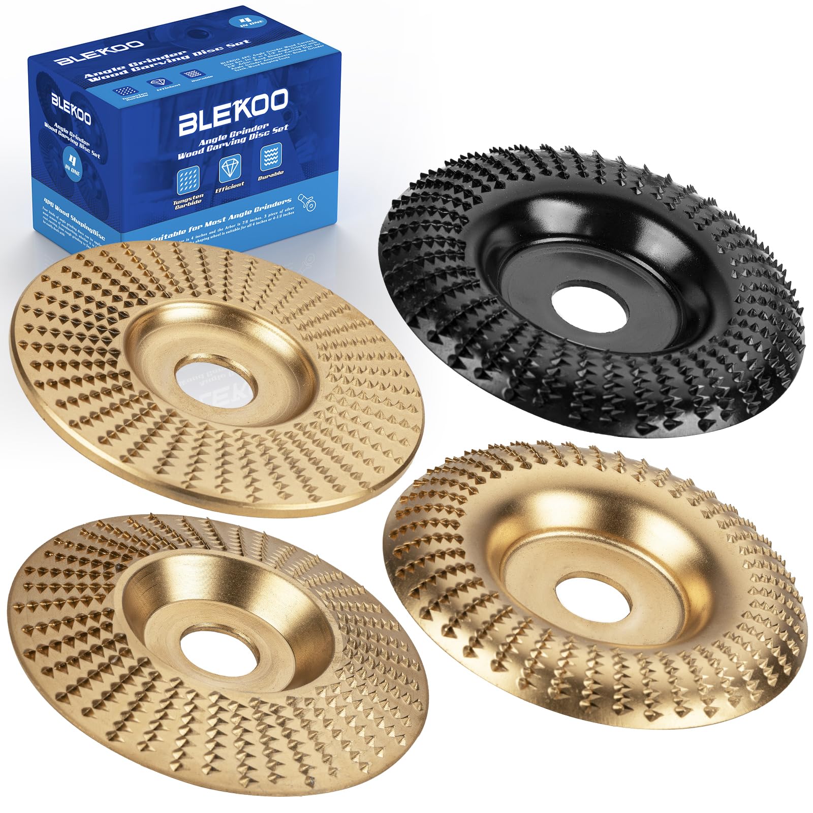 4PC Angle Grinder Wood Carving Disc Set for 4