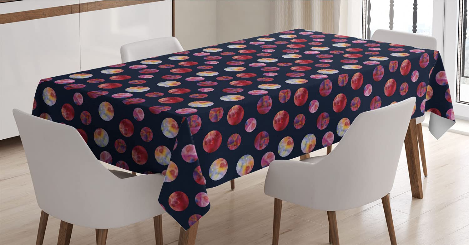 Ambesonne Astronomy Planet Tablecloth - Round Moon & Celestial Circles Design, 52