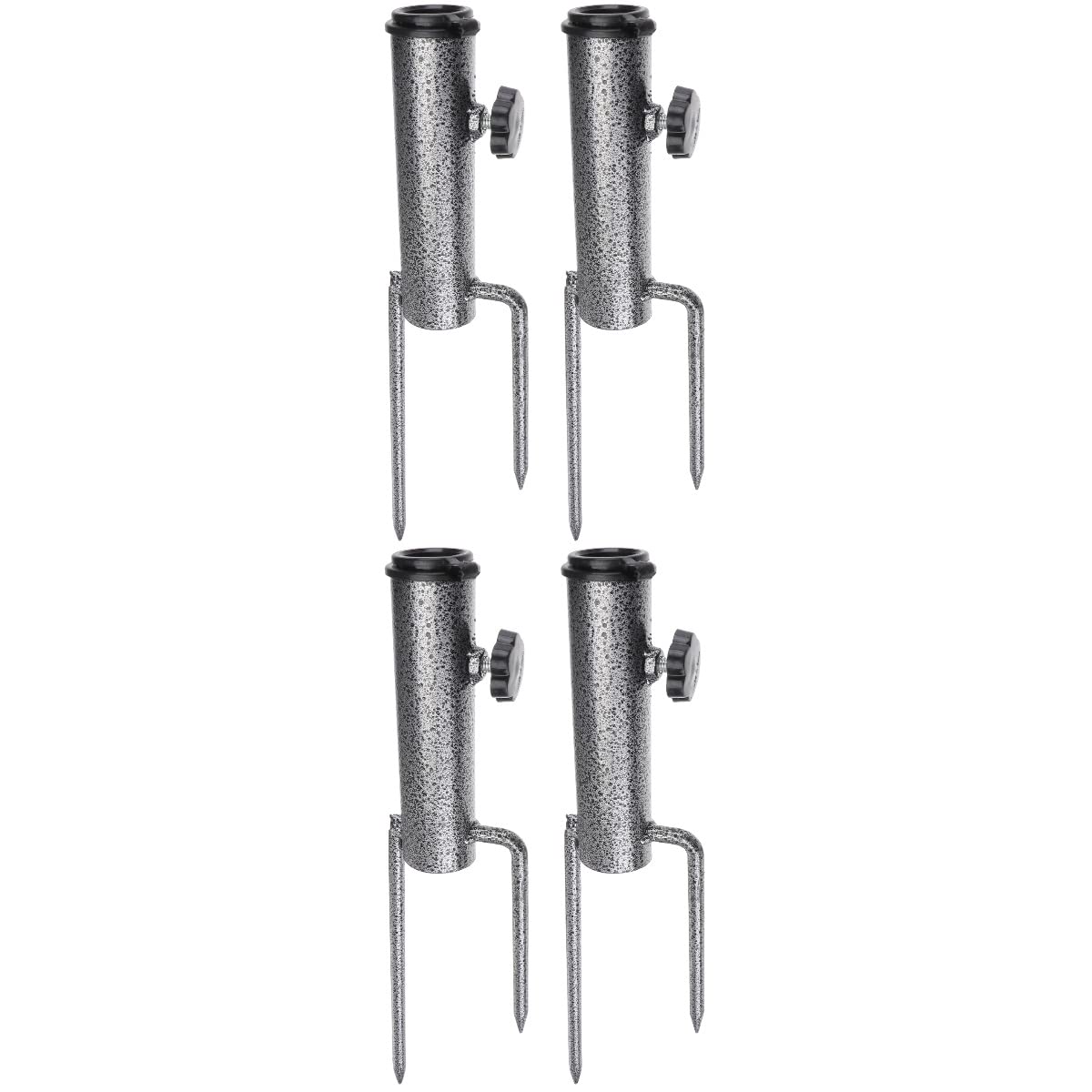 GANAZONO 4-Pack Heavy Duty Metal Beach Umbrella Sand Anchor Stand - Steel Ground Auger Holder with 2 Forks for Umbrella Stake, Fishing Pole Holder - Perfect for Beach, Camping, Picnics & Outdoor Activities