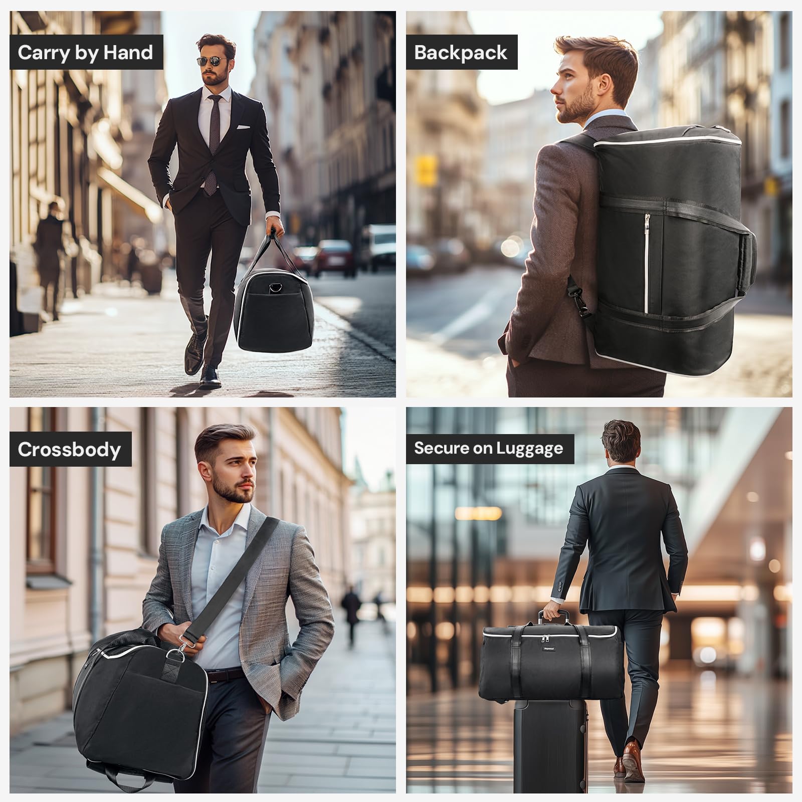Convertible Garment Duffel Bag for Travel - 2 in 1 Hanging Suit Bag & Large Carry On Luggage for Men & Women | Perfect for Business Trips, Weddings & Airplane Travel