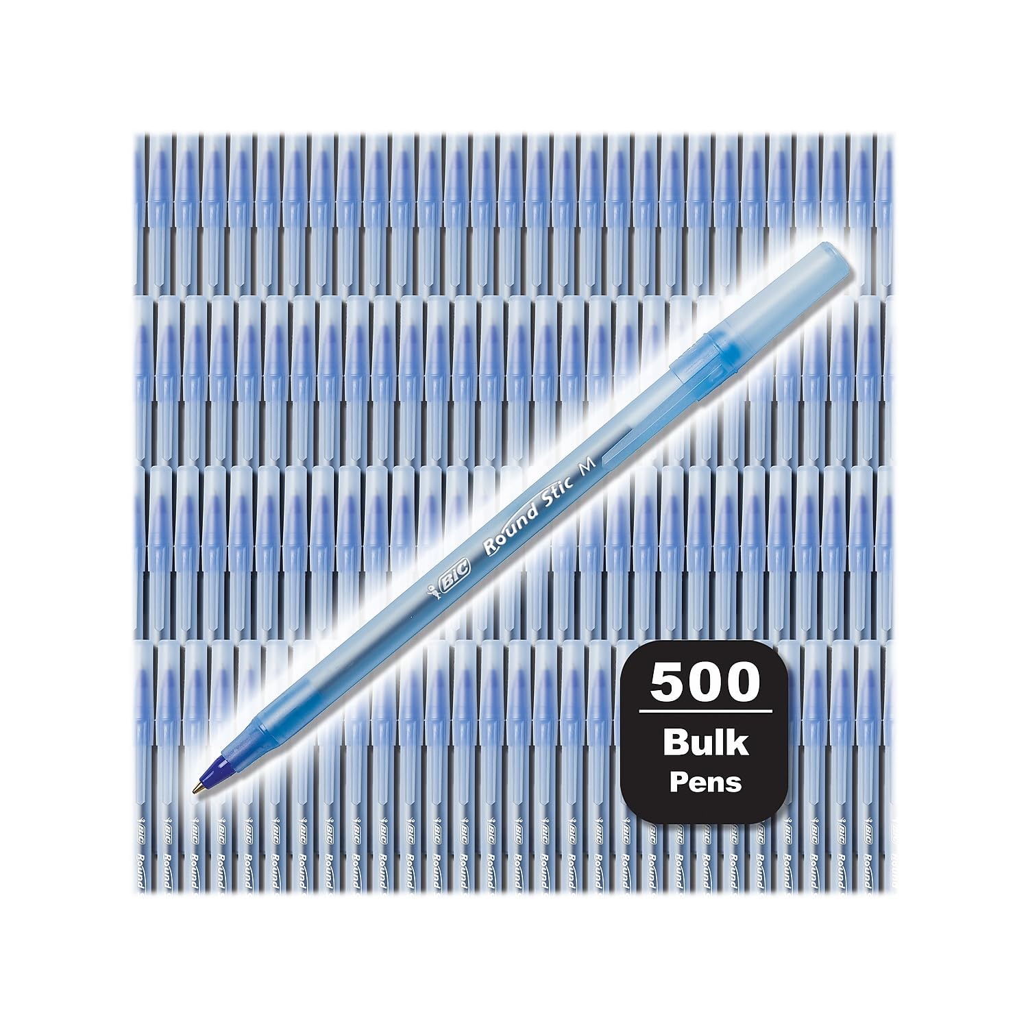 BIC Round Stic Xtra Life Blue Ballpoint Pens - 500 Count Bulk Pack, Medium Point 1.0mm, Comfortable Flexible Barrel for Smooth Writing | Perfect for Office, School, Home & Business Use | #1 Best Selling Ballpoint Pens in USA