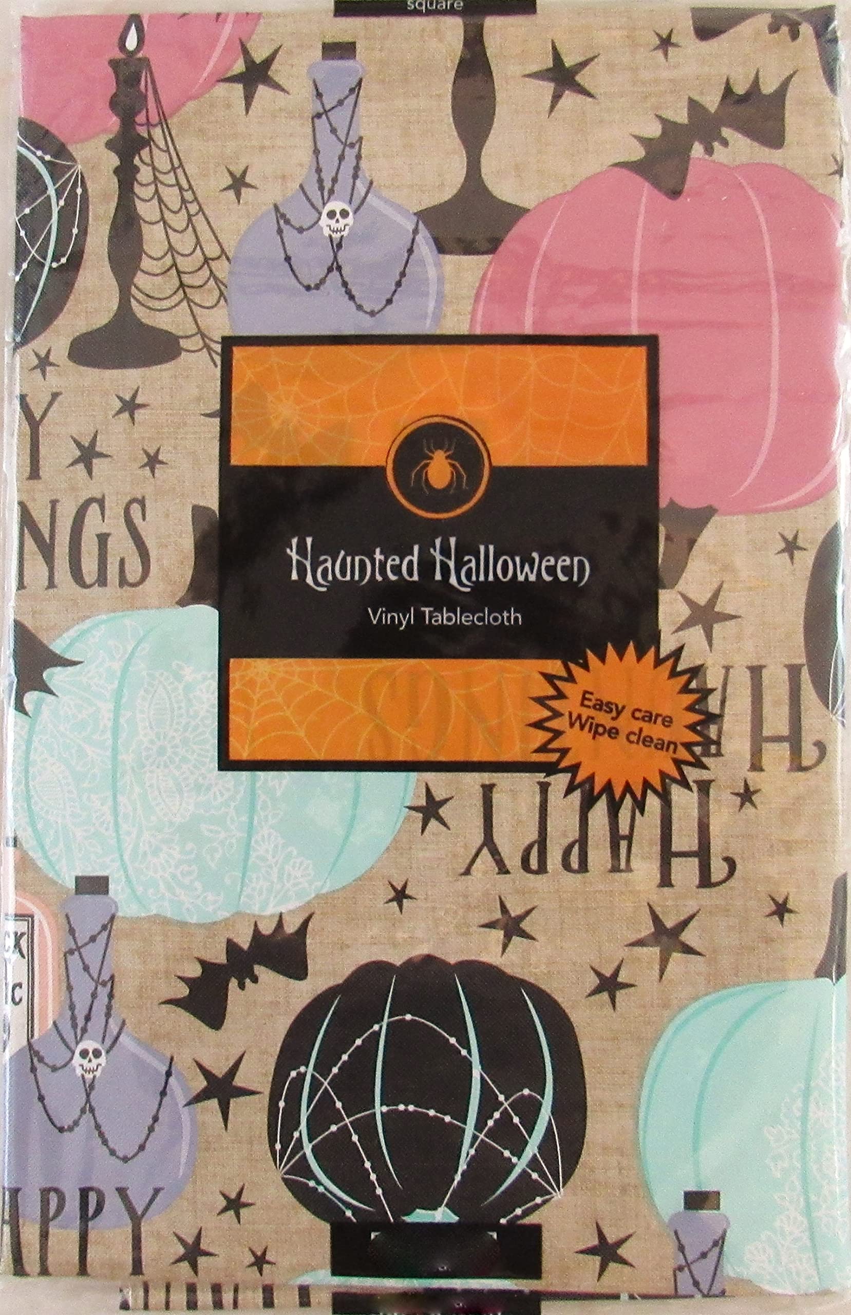Black Cat Tonic Halloween Tablecloth - 52x52 Flannel Vinyl for Party Decor