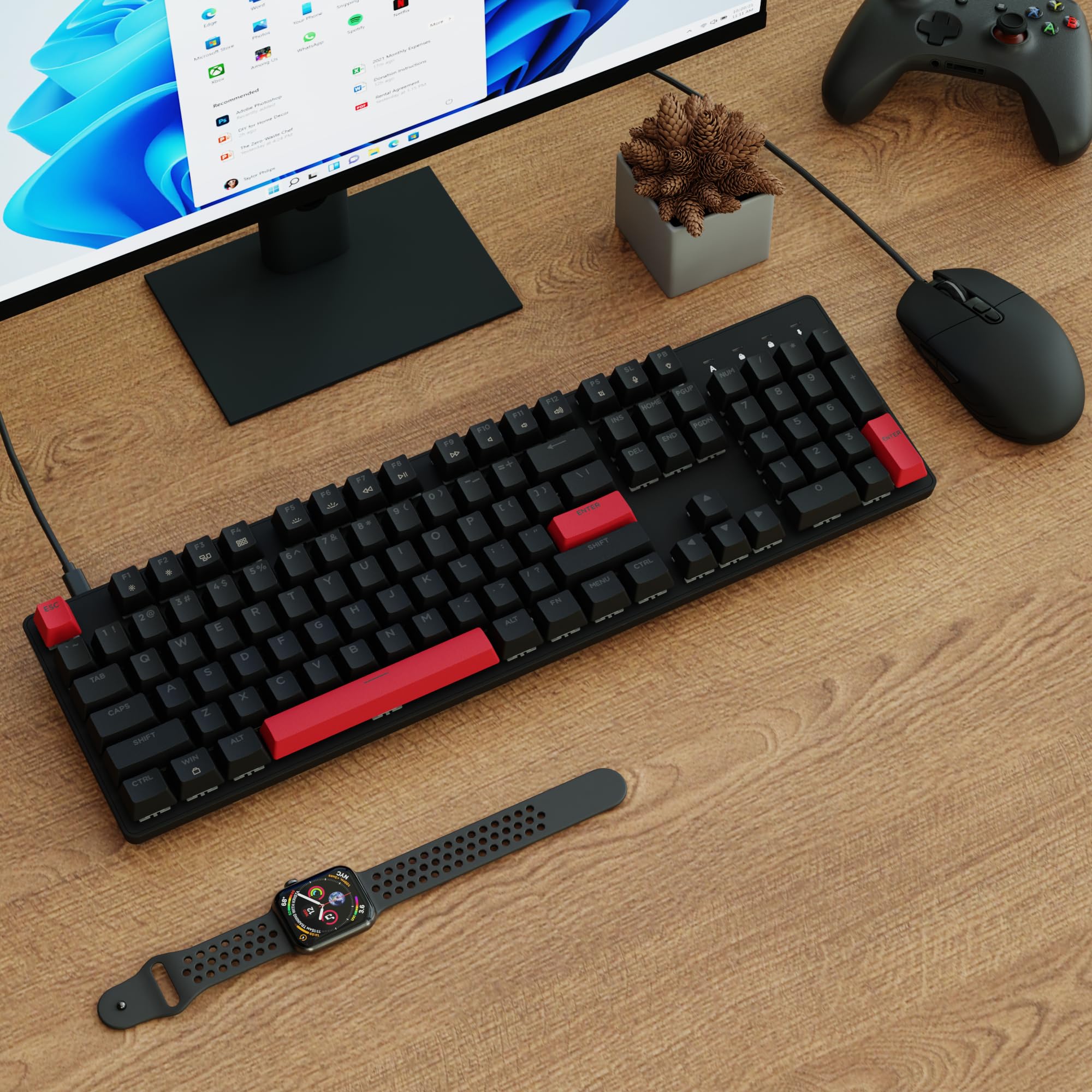 LEMOKEY X2 100% Full Size Custom Mechanical Gaming Keyboard - QMK/VIA Programmable, Gasket Mount, Red LED Backlight, K Pro Brown Switches (Mac/Windows/Linux Compatible) - Perfect for Esports, Office Work & Typing Enthusiasts