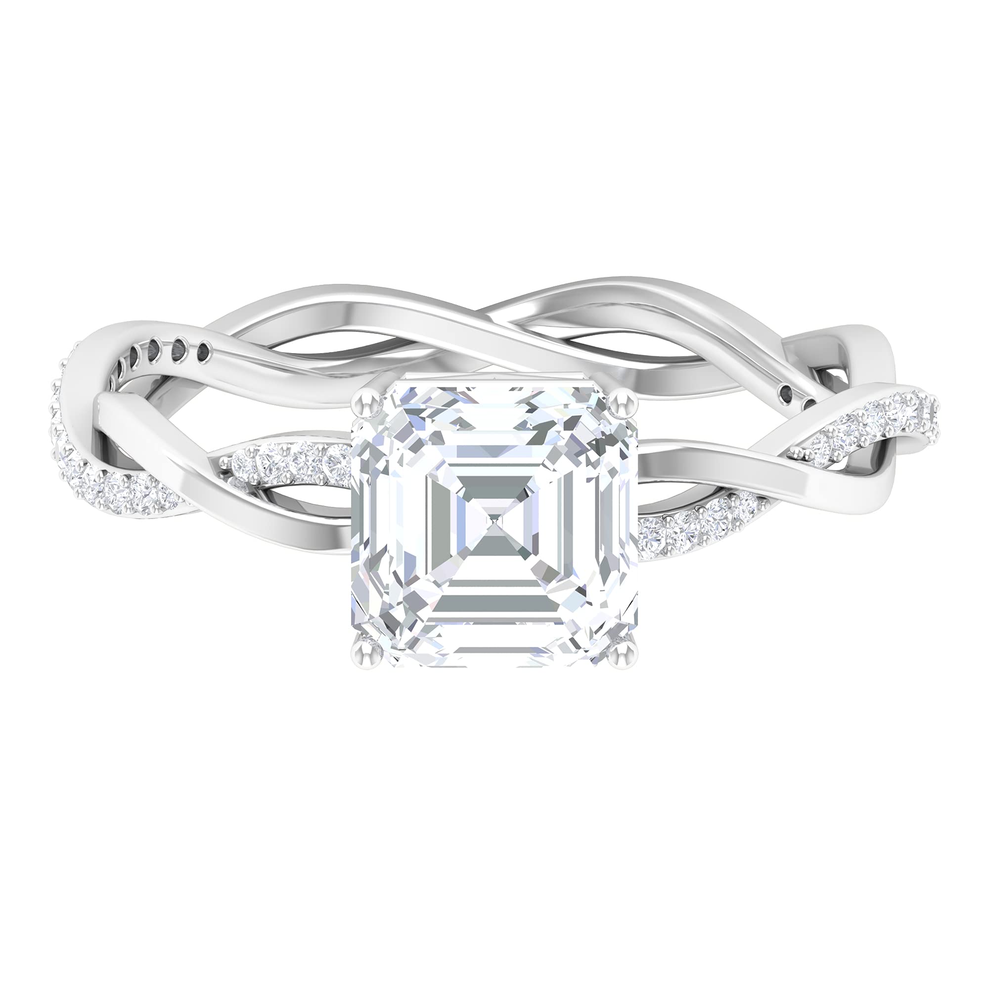 2.50 CT Moissanite Solitaire Engagement Ring - 7mm Asscher Cut 14K Solid Gold Wedding Band for Women, Elegant Braided Design, Perfect for Proposals, Anniversaries & Special Occasions