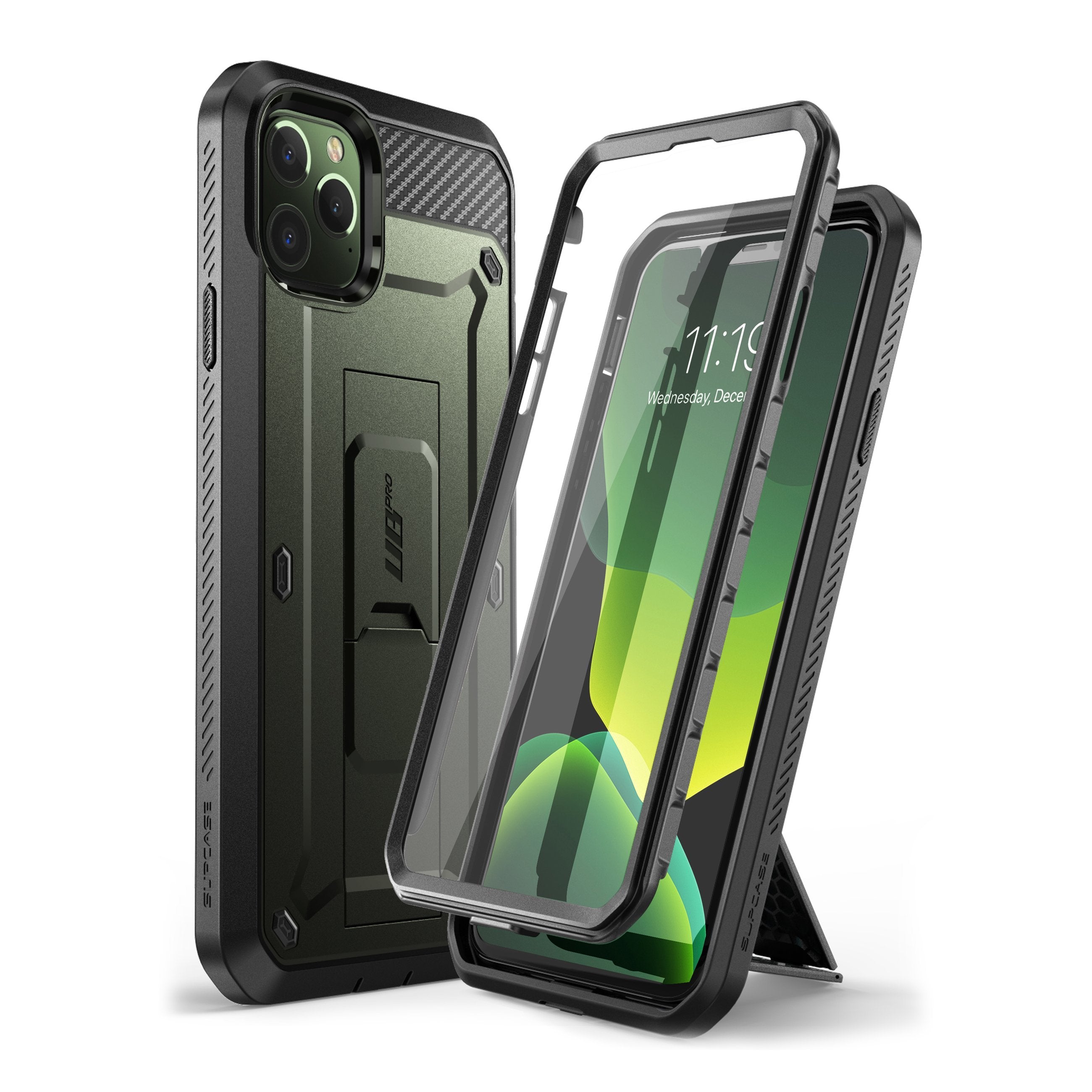 Apple iPhone 11 Pro Max 6.5 Inch Unicorn Beetle Pro Series Rugged Protective Case - Shockproof & Drop Proof with Built-in Screen Protector - Metallic Green - Perfect for Outdoor, Work & Extreme Sports