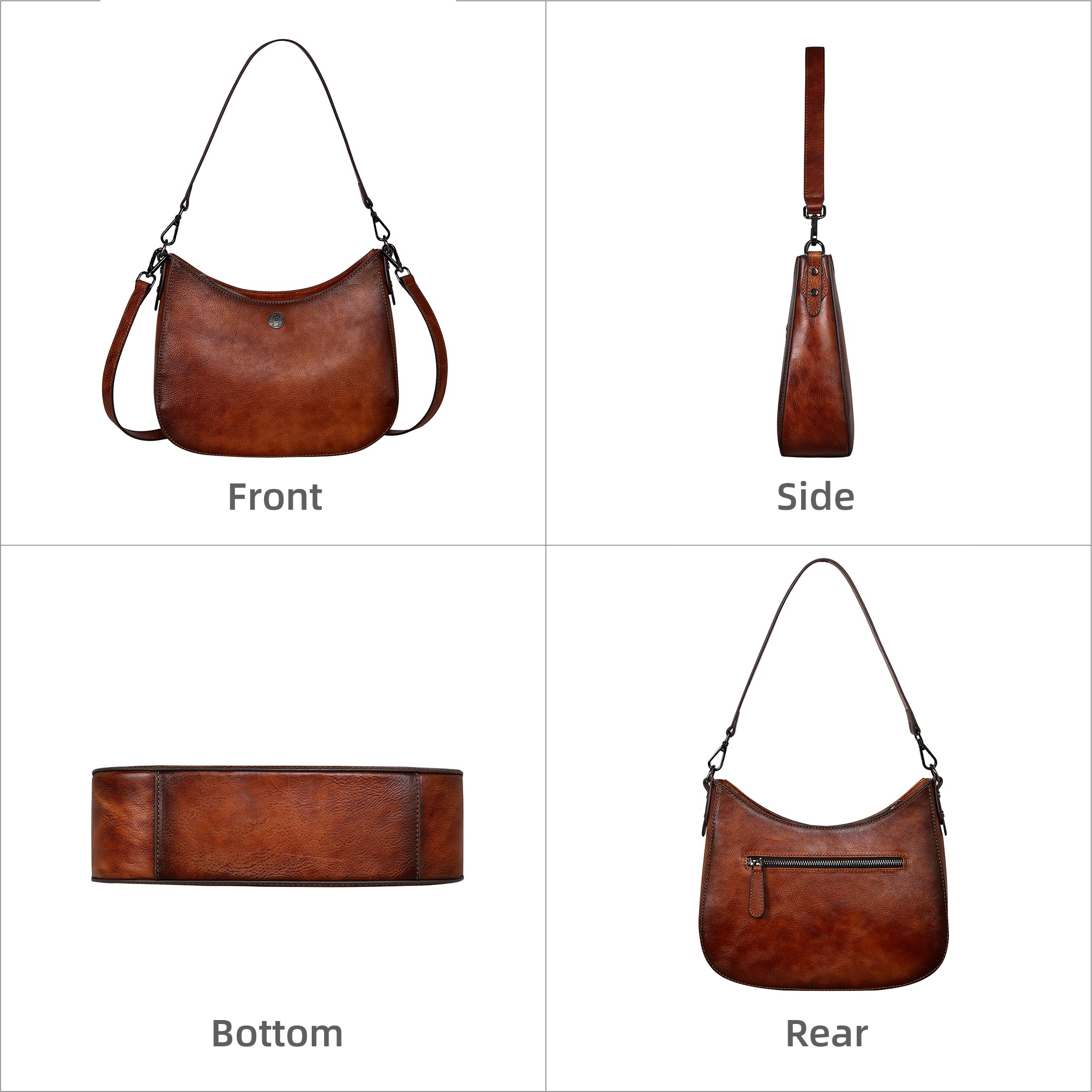 Iswee Genuine Leather Shoulder Bag for Women - Crossbody Crescent Moon Purse, Trendy Designer Satchel Handbag with Half Moon Pocket | Perfect for Work, Travel & Everyday Use