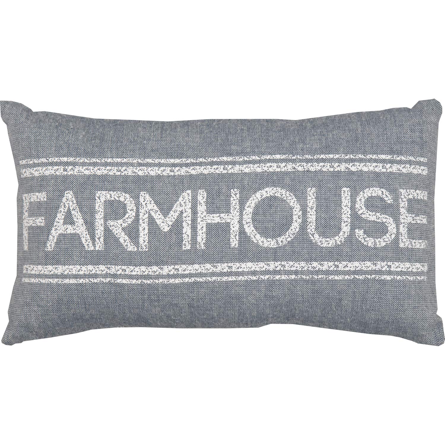 VHC Brands Denim Blue Sawyer Mill Farmhouse Pillow 7x13 Inch Small Throw Pillow - Perfect for Sofa, Bed & Home Decor