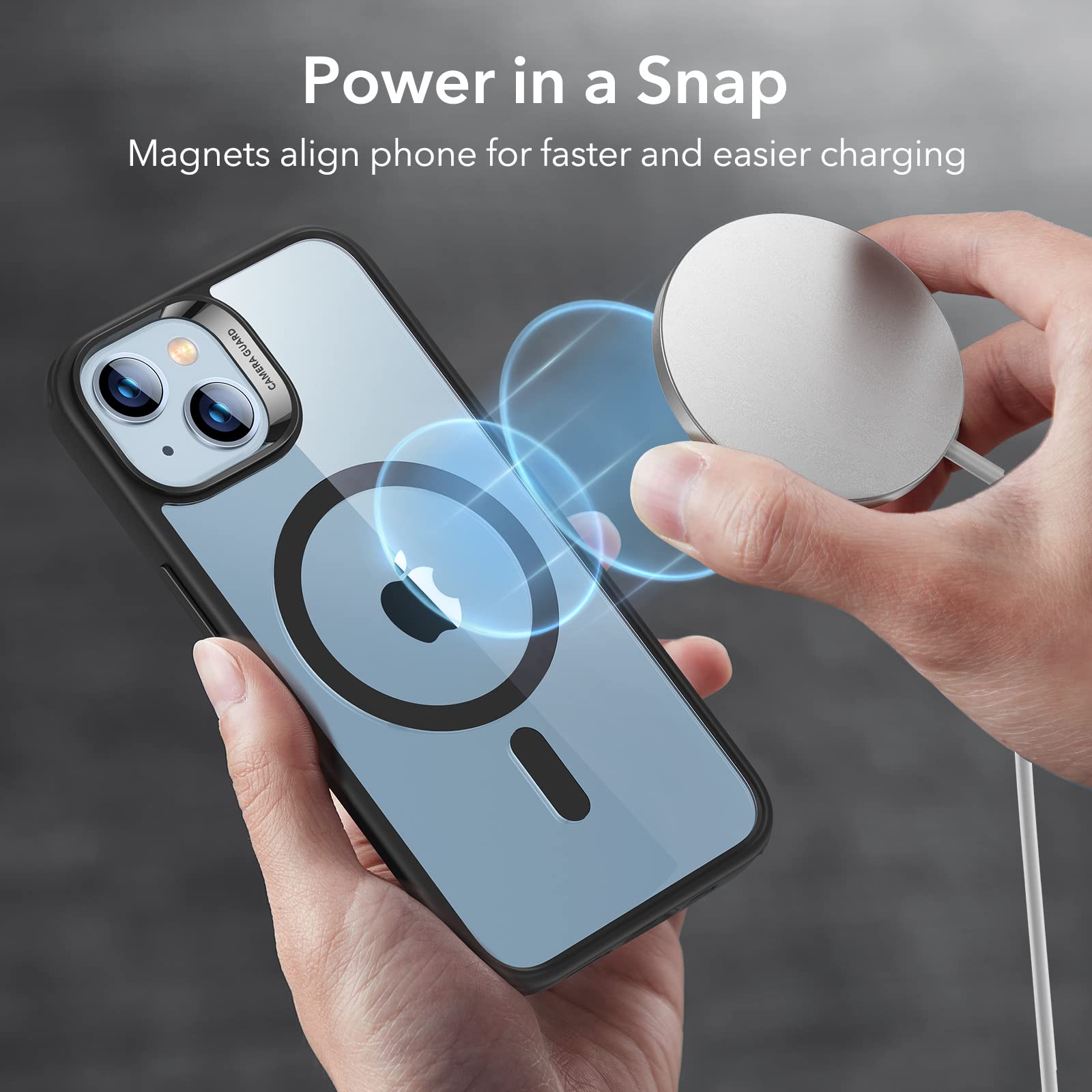 ESR Classic Hybrid Magnetic Case with HaloLock for iPhone 14/13 - Military-Grade Shockproof Protection, MagSafe Compatible, Scratch-Resistant Clear Black Back - Perfect for Work, Travel & Everyday Use