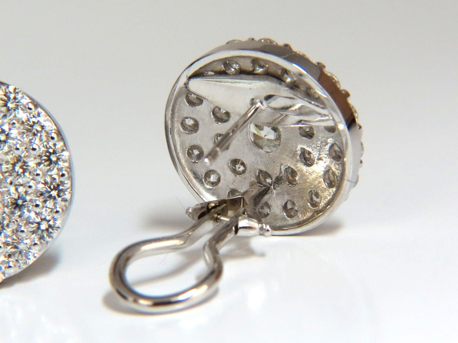 GIA Certified 4.60ct Matching Diamond Cluster Circular Earrings with Omega Back - Perfect for Weddings, Anniversaries & Special Occasions
