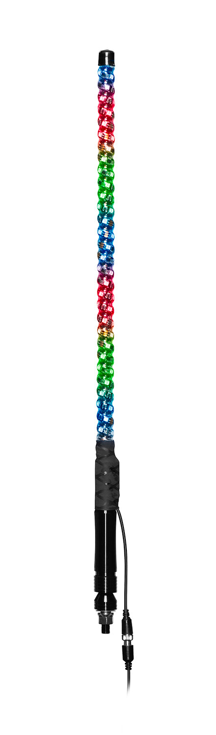 2' RGB LED Whip with Bluetooth Controller - Colorful Light Show for Night Rides, Car Shows, and Outdoor Parties