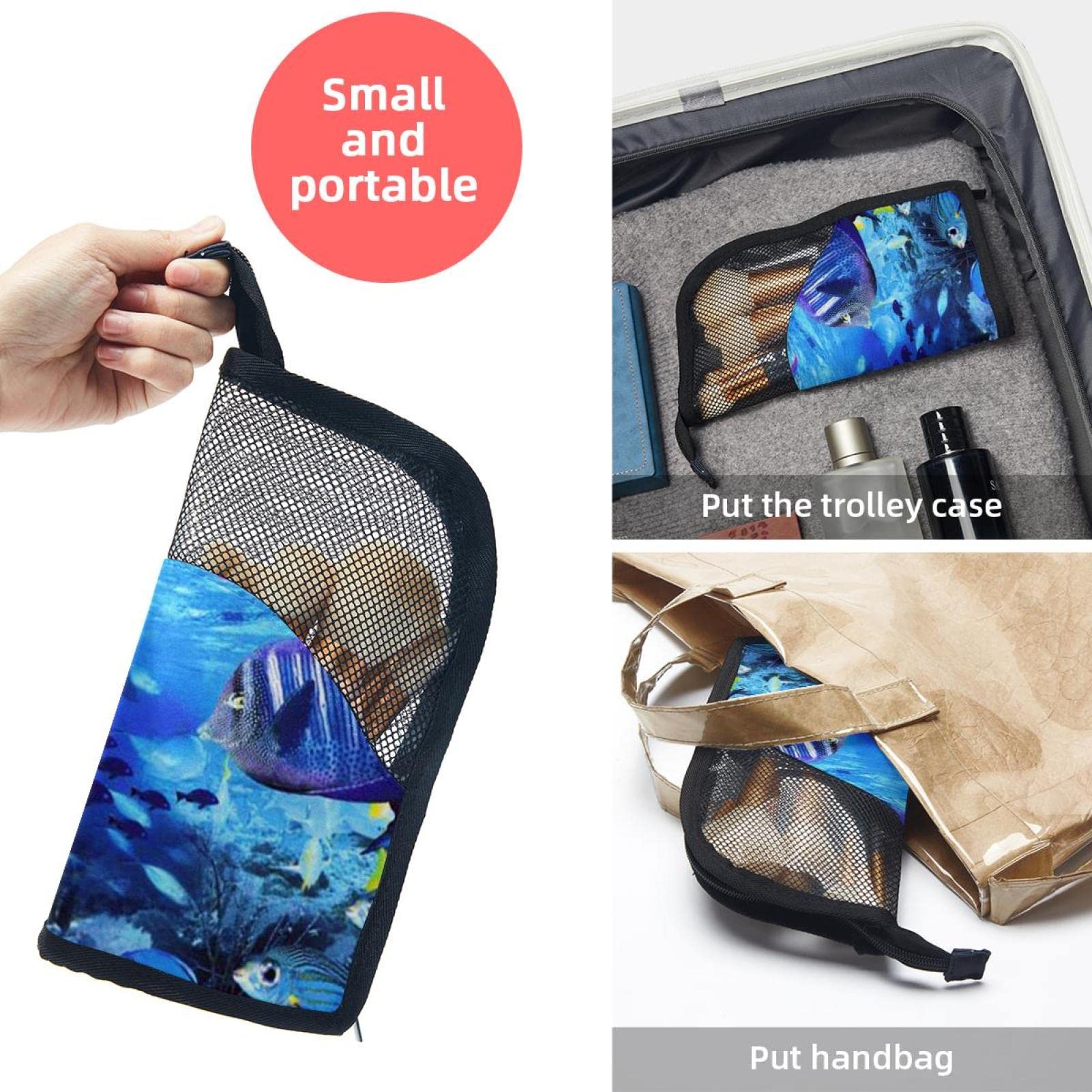 Premium Makeup Brush Organizer Bag with 12 Slots - Waterproof Portable Cosmetic Brush Holder Case for Travel & Home Storage (Deep Sea Fish Design) - Perfect for Makeup Artists & Beauty Enthusiasts