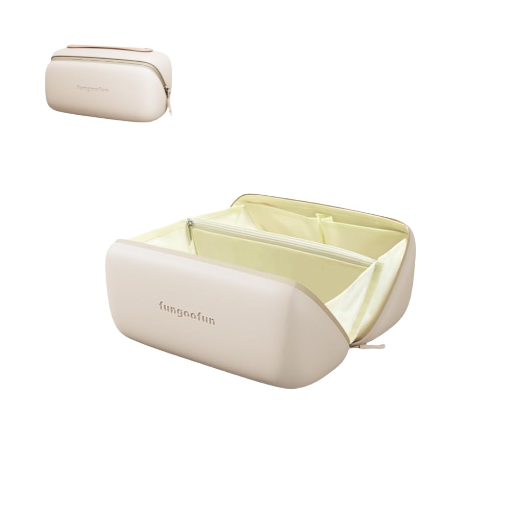EVA Travel Makeup Bag - Large Capacity Waterproof Cosmetic Organizer for Women & Girls - Perfect for Makeup, Skincare, Chargers & Eyeliners - Ideal for Travel, Gym & Daily Use (White, Small Size)