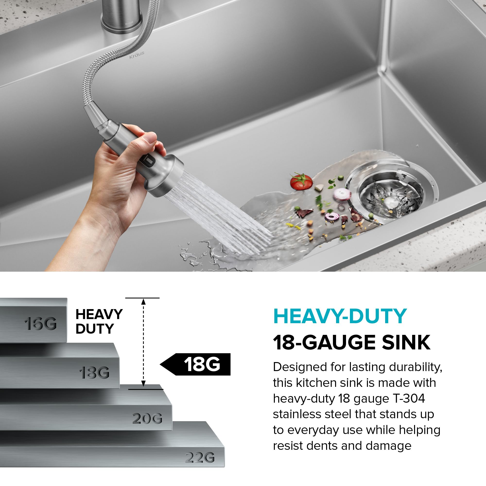 KRAUS Fairlane 33-inch Drop In/Top Mount Double Bowl 18-Gauge Stainless Steel Kitchen Sink KHT632-33 - Perfect for Modern Kitchens & Heavy-Duty Cooking