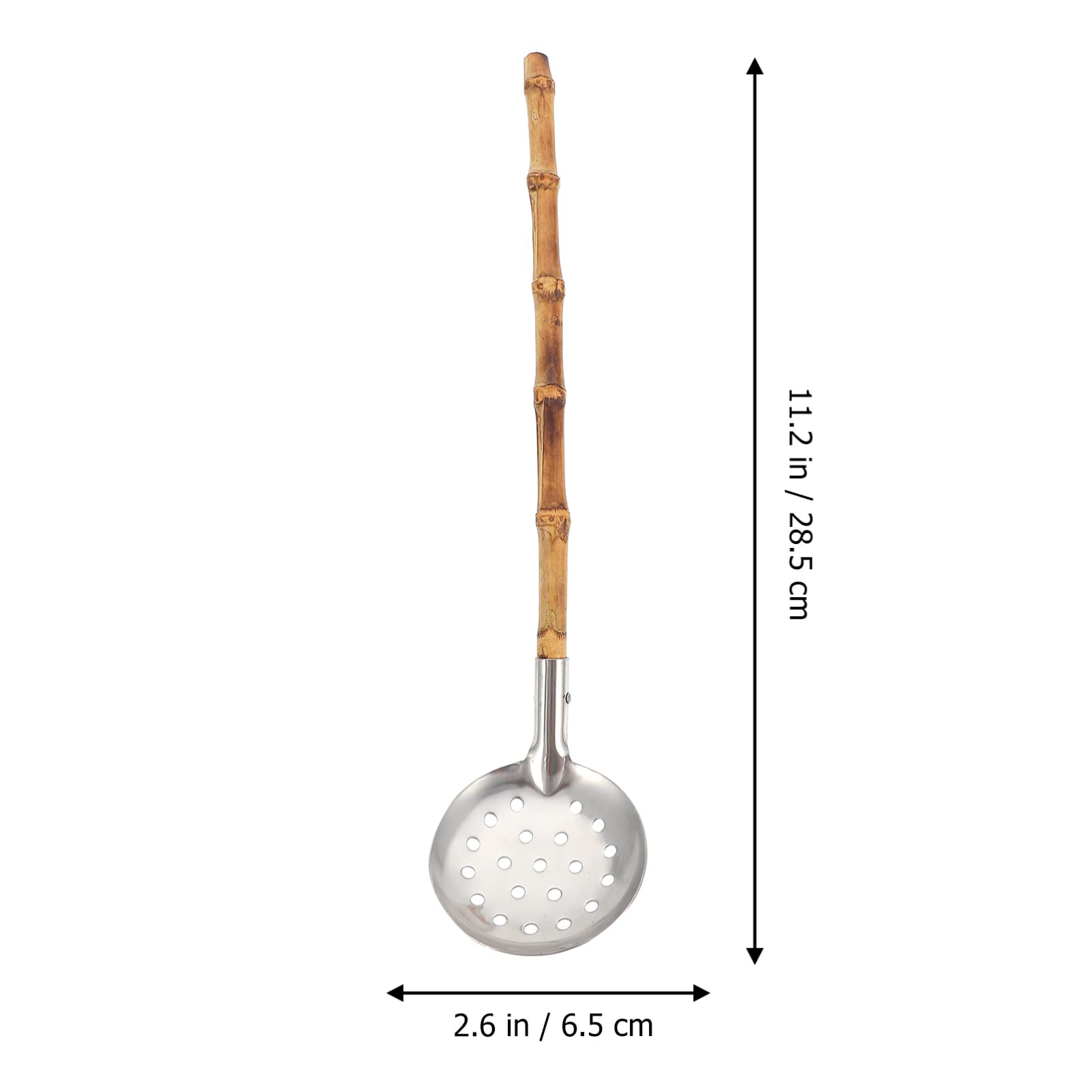 Premium Wooden Hot Pot Spoon & Stainless Steel Skimmer - 2-in-1 Long Handle Soup Spoon for Ramen, Pho & Asian Cooking | Japanese-Style Bamboo Utensil Set for Noodles, Dumplings & Hot Pot Dining