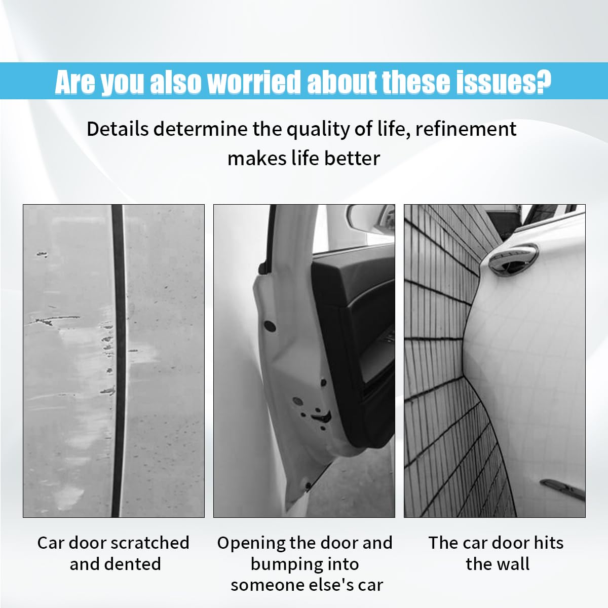 4PCS Universal Car Door Edge Guards - Self-Adhesive Anti-Collision Trim Strips for Cars, SUVs & Trucks | Scratch Protection & Door Bumper Guards (White) - Perfect for Parking Lots & Tight Spaces