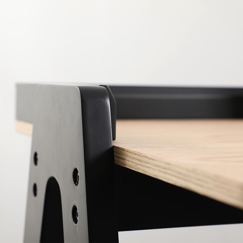 YARA Study Desk 118cm - Black & Natural Wood Writing Table for Home Office, Student Desk with Storage Shelf | Perfect for Small Spaces, Dorm Rooms & Work from Home Setup