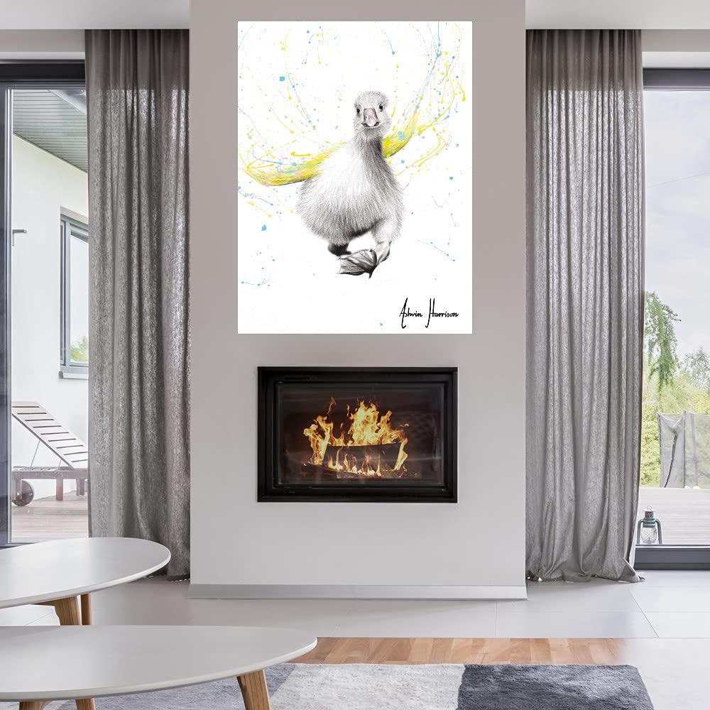Premium Duck Art Canvas Wall Decor by Ashvin Harrison - Ready to Hang 24x32 Inch Painting for Living Room, Bedroom, Office & More - Perfect for Home, Kitchen, Bathroom & Commercial Spaces