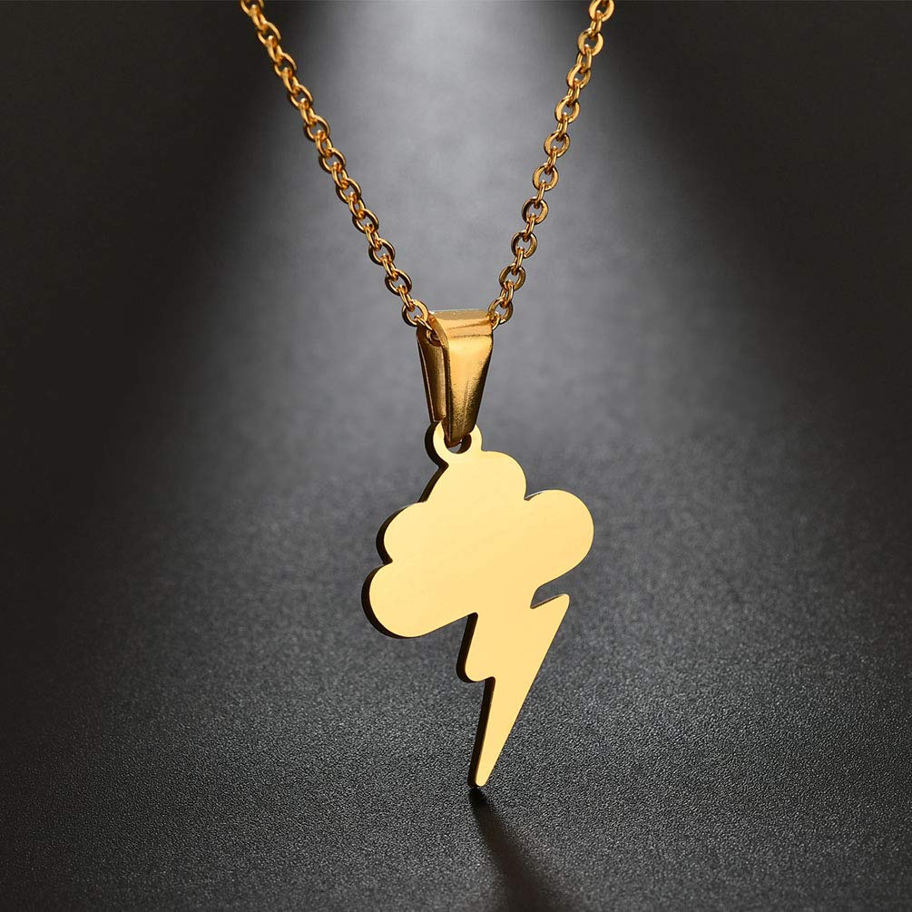 Hypoallergenic Surgical Stainless Steel Lightning Cloud Pendant Necklace for Men & Women - Perfect for Everyday Wear, Gifts, and Fashion Accessories
