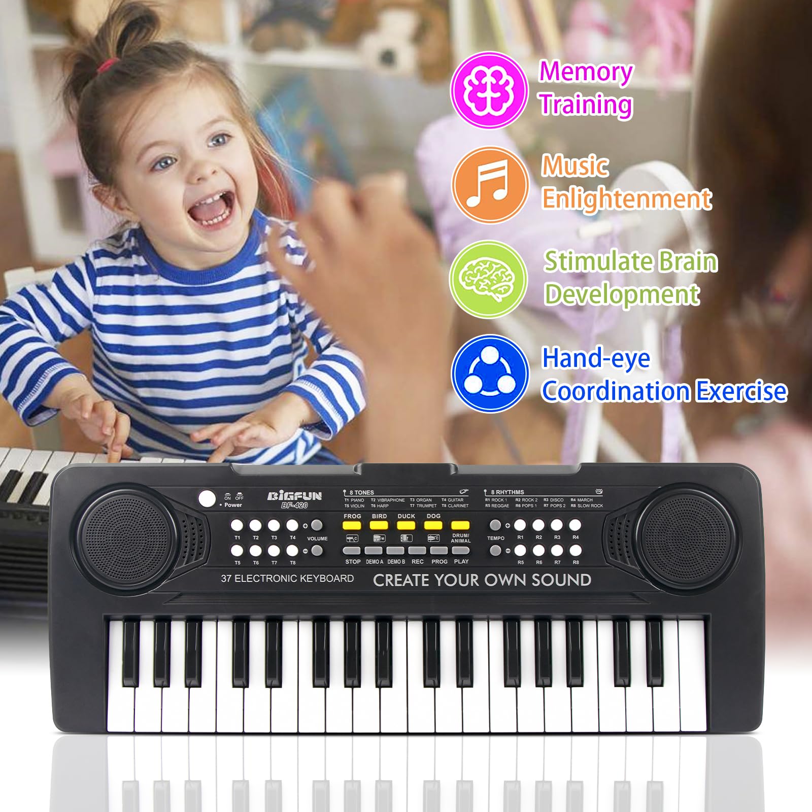 37-Key Kids Piano Keyboard - Portable Electric Piano Toy for Ages 3-9 | Home & Classroom Learning