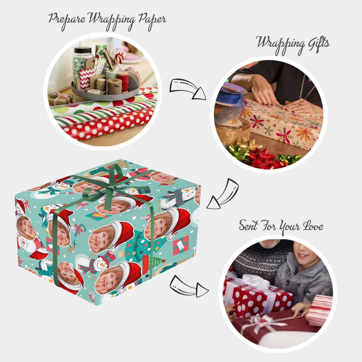 Custom Funny Face Wrapping Paper - Red & Green Clown Design | Personalized Christmas, Birthday, Anniversary & Wedding Gift Wrap (58