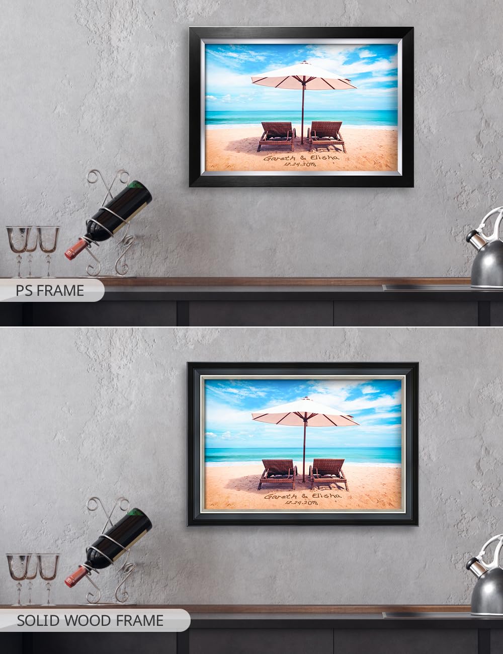 IPIC - Personalized Name & Date Artwork - Custom Love Gift for Anniversary, Wedding, Birthday - Choose PS or Solid Wood Frame - Perfect for Home Decor, Romantic Surprises & Special Occasions