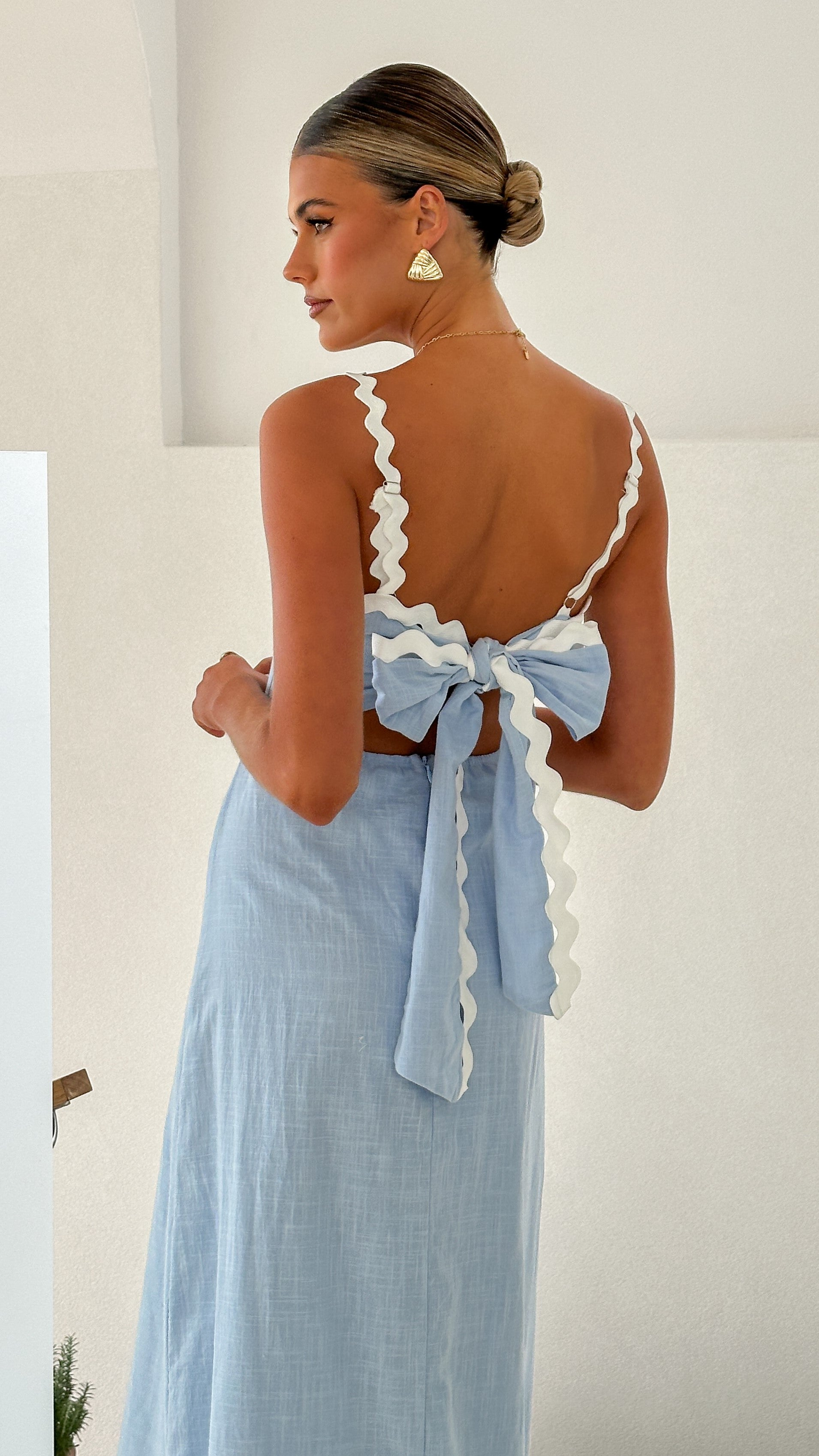 Fiora Maxi Dress for Women - Flowy Baby Blue Summer Beach Dress | Perfect for Vacations, Weddings & Casual Outings