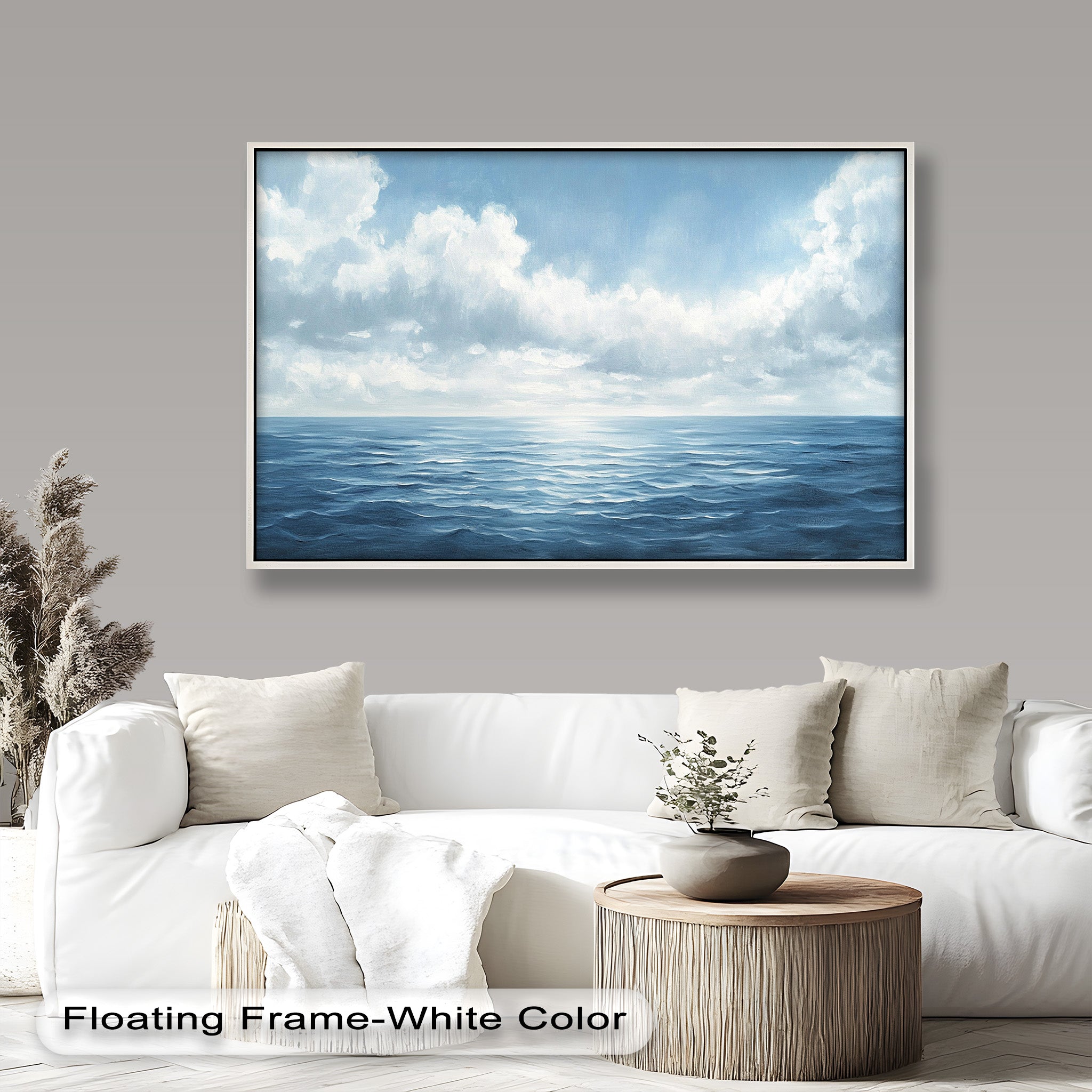 Blue Coastal Art Ocean Seascape Oil Painting - Handmade Beach Wall Decor for Living Room, Bedroom & Office | Nautical Home Decor Gift