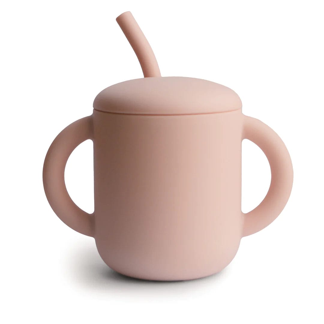 Mushie Silicone Baby Training Cup with Straw - Leak Proof Spill Proof Toddler Sippy Cup for Drinking Water, Milk & Juice - BPA Free, Dishwasher Safe for Home, Travel & Daycare Use