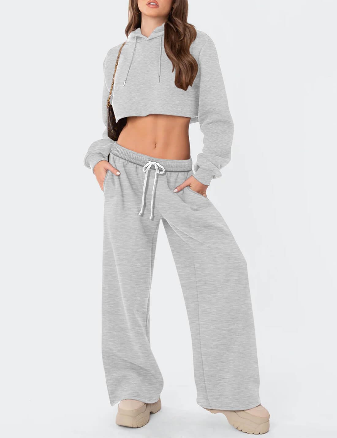 HeSaYep Women's Fleece Lined Sweatpants - Wide Leg Thermal Winter Warm Baggy Joggers with Pockets for Women - Cozy Lounge Pants for Home, Workout & Outdoor Activities