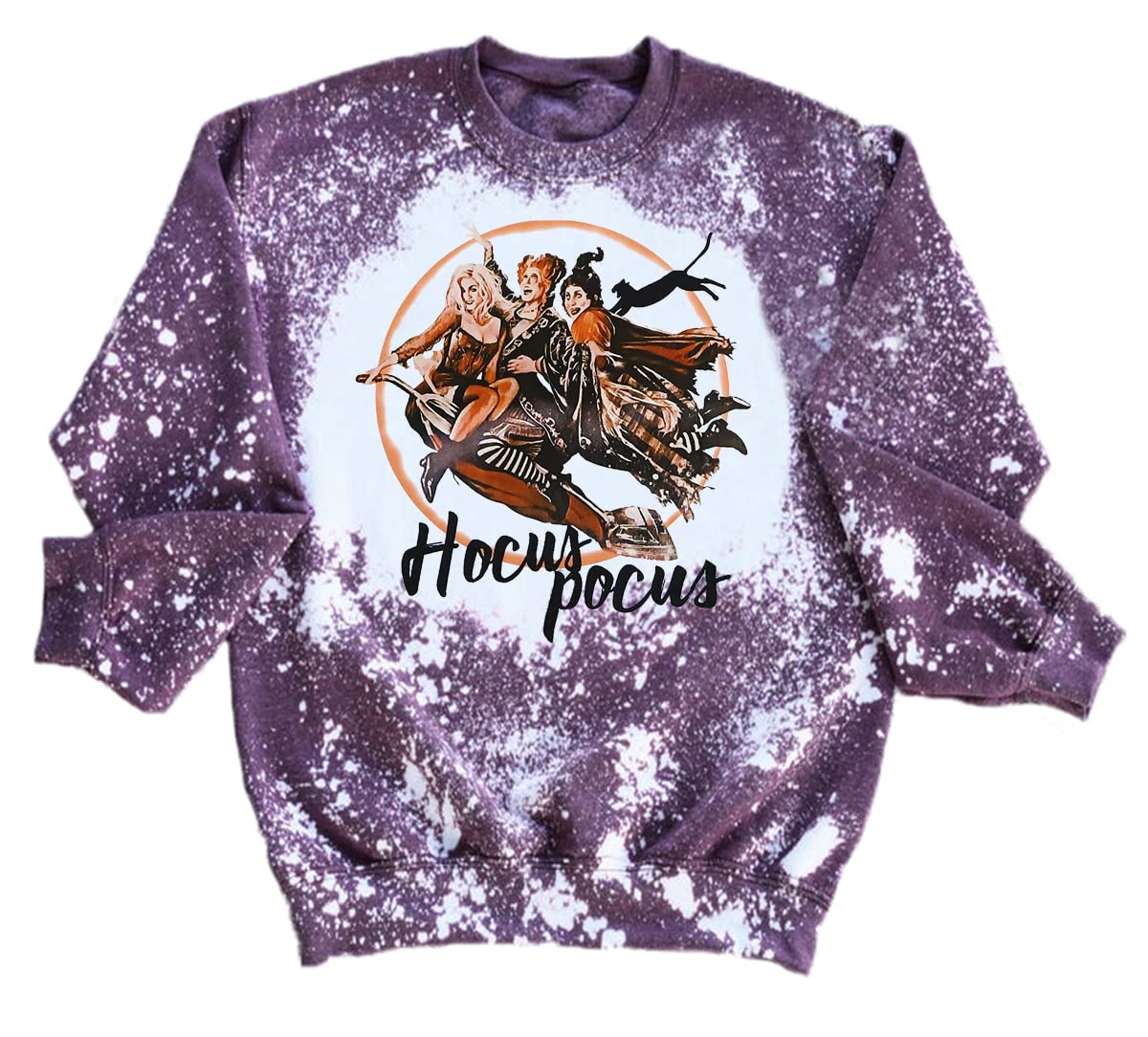 QIANRUO Halloween Bleached Shirt for Women - Funny Hocus Pocus Graphic Tee, Fall Long Sleeve Sanderson Sisters Pullover Sweatshirt | Perfect for Halloween Costumes, Themed Parties & Casual Wear