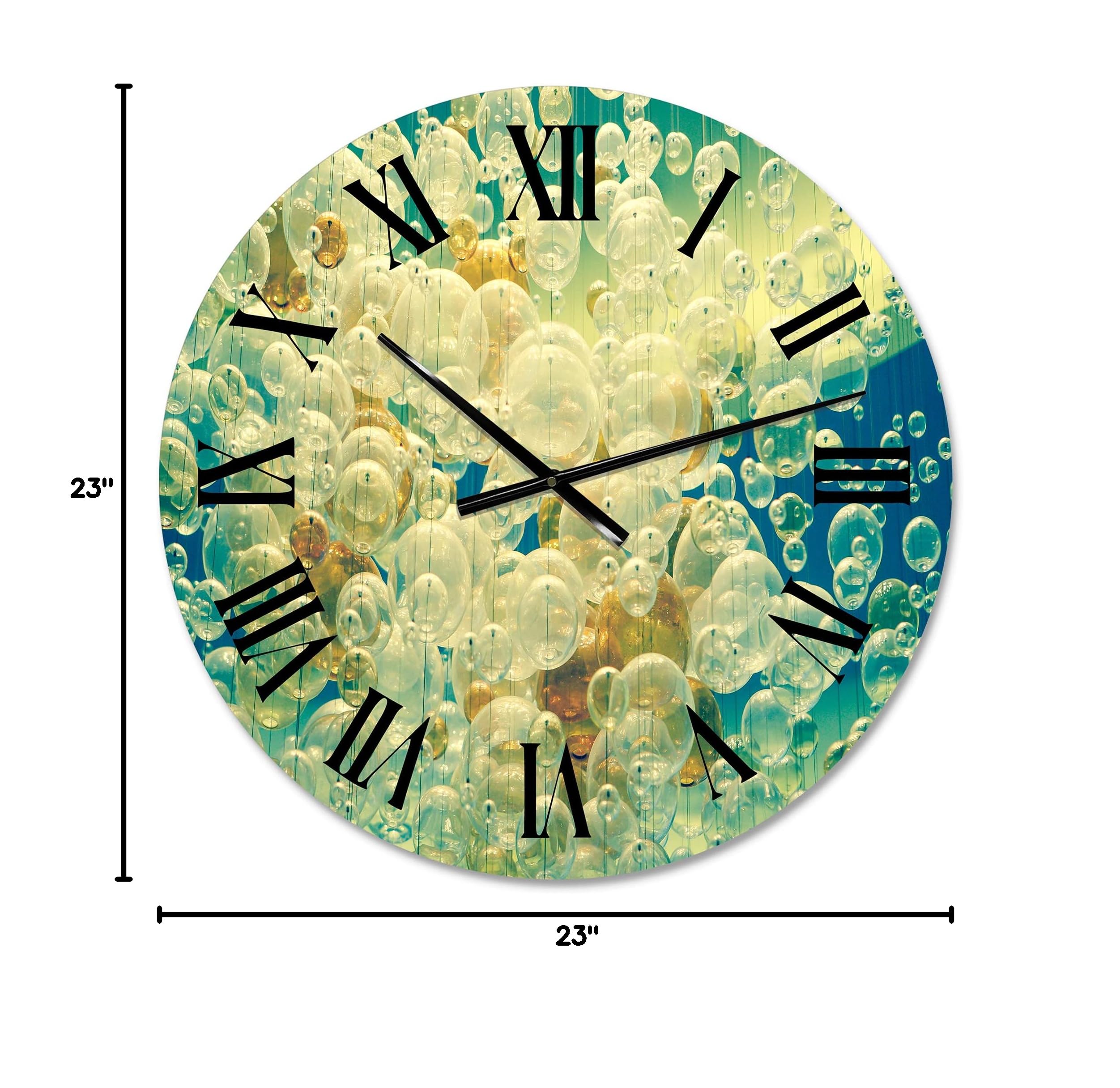 DesignQ Modern Abstract Chandelier Ball Wall Clock - Large Fractal Art Home Decor for Living Room, Bedroom & Office | Silent Non-Ticking Contemporary Timepiece