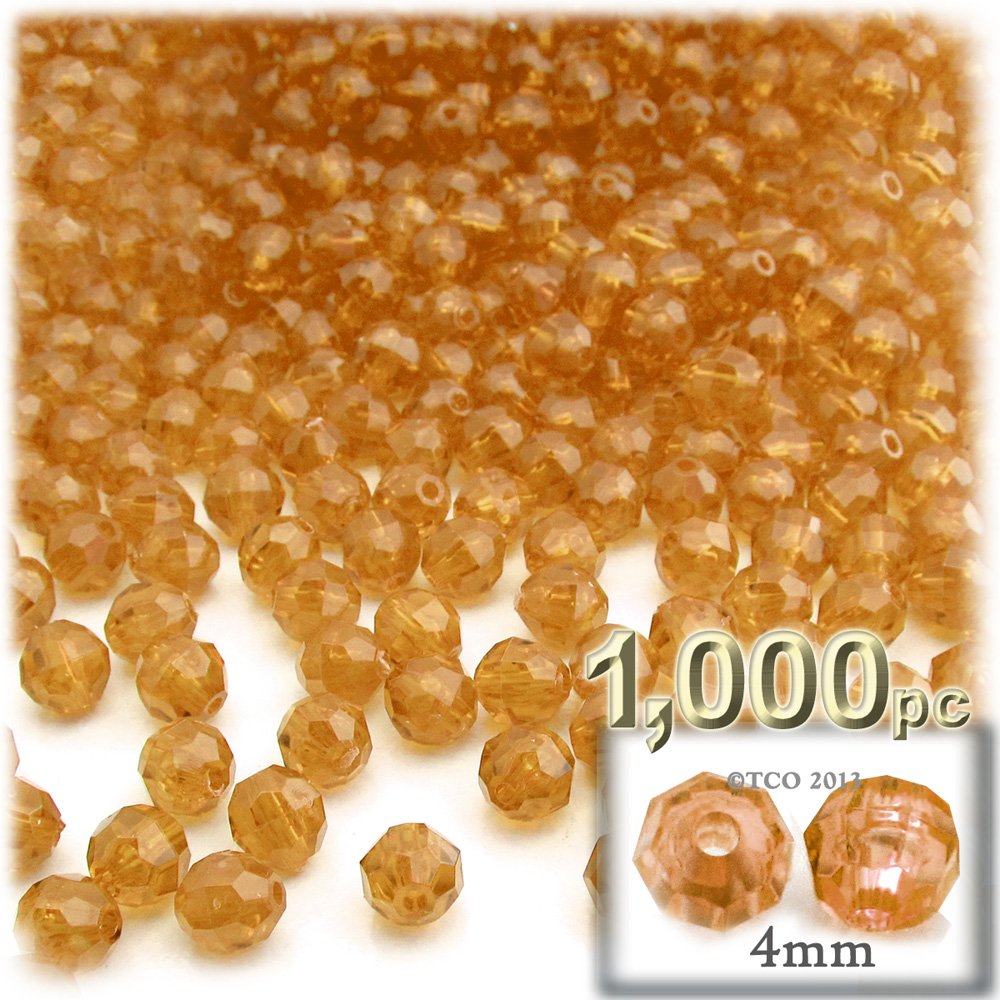 1,000pc 4mm Faceted Plastic Transparent Round Beads - Acid Yellow for Jewelry Making, DIY Crafts, Bracelets & Necklaces