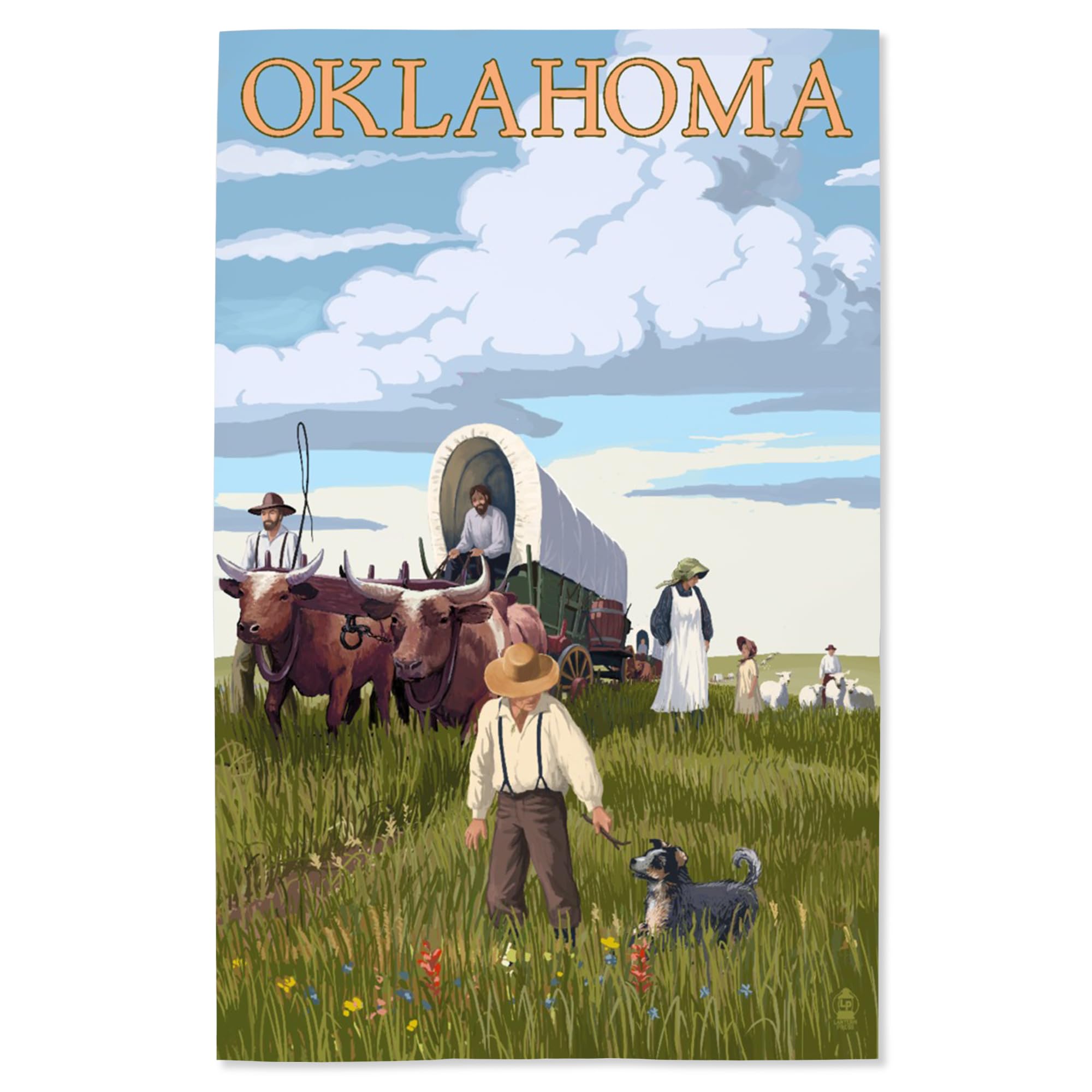 Lantern Press 16x24 Inch Giclee Art Print - Oklahoma Wagon Scene Landscape Wall Decor | Perfect for Living Room, Bedroom & Office