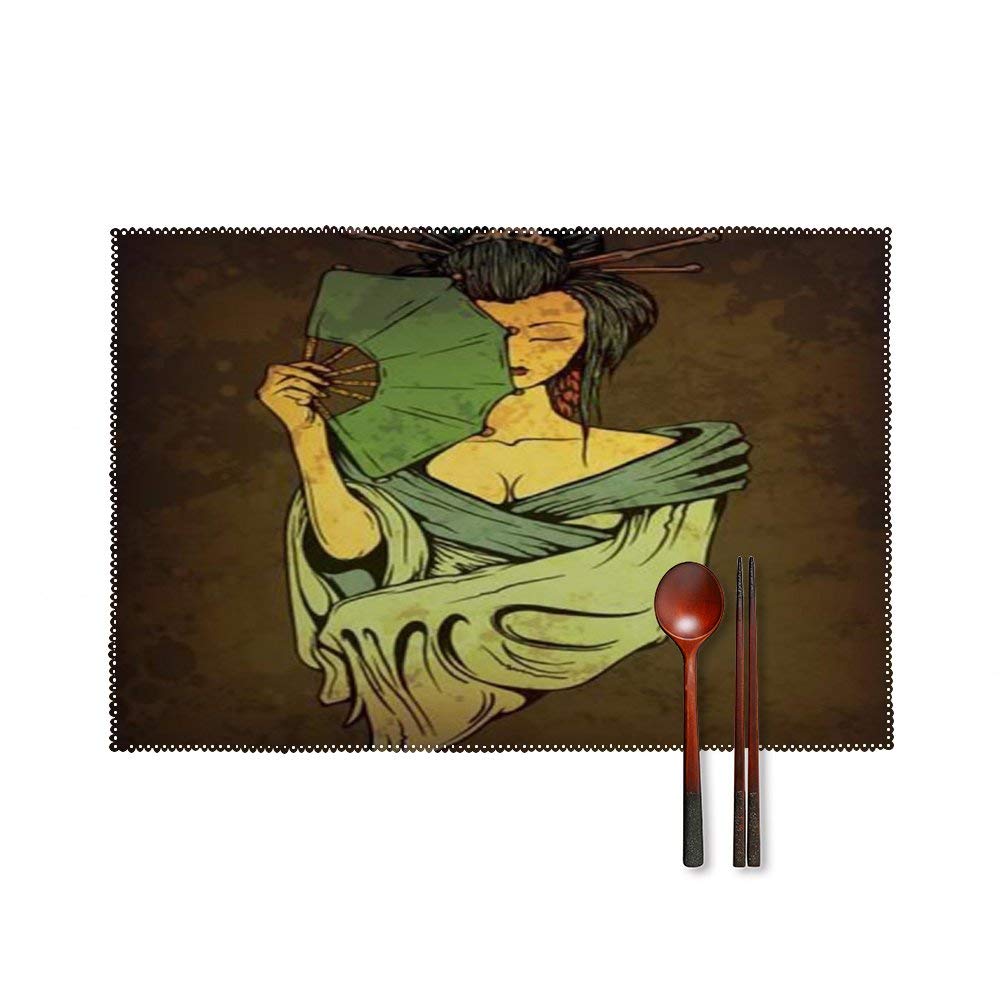 Japanese Geisha Tattoo Placemats - Set of 4 for Dining & Coffee Tables
